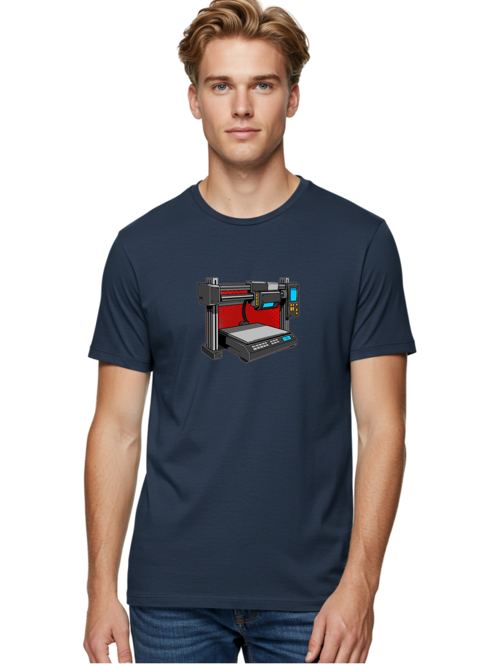 3D-Printer-34 Men'S Graphic Tee, 100% Cotton, Comfortable Casual Summer Wear, Machine Washable, 3D Printing Technology, Additive Manufacturing, Futuristic Machine, Digital Fabrication, Precise Printing, Industrial Design, Baa029