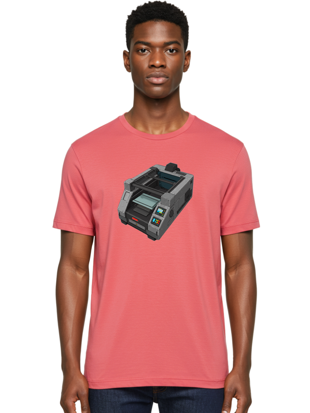 3D-Printer-35 Men'S Graphic Tee, 100% Cotton, Comfortable Casual Summer Wear, Machine Washable, 3D Printing Technology, Futuristic Printer, Digital Fabrication, Advanced Manufacturing, Printer Control Panel, Printing Process, Baa030