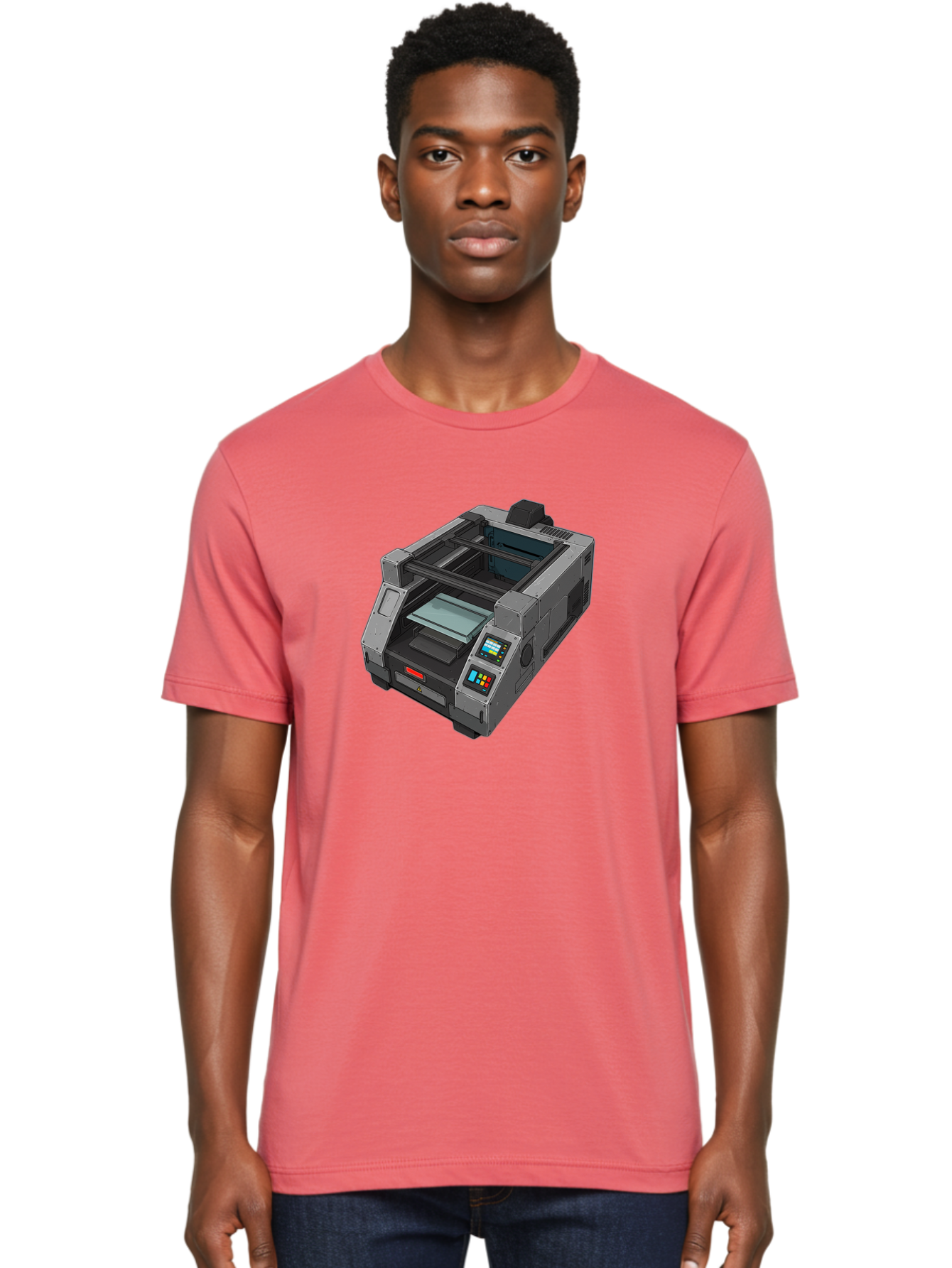 3D-Printer-35 Men'S Graphic Tee, 100% Cotton, Comfortable Casual Summer Wear, Machine Washable, 3D Printing Technology, Futuristic Printer, Digital Fabrication, Advanced Manufacturing, Printer Control Panel, Printing Process, Baa030
