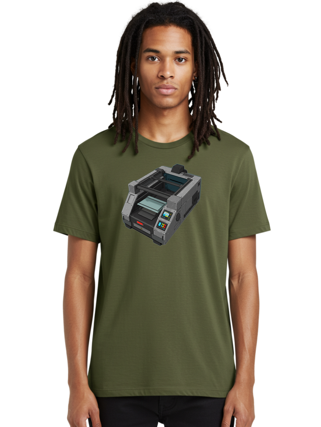 3D-Printer-35 Men'S Graphic Tee, 100% Cotton, Comfortable Casual Summer Wear, Machine Washable, 3D Printing Technology, Futuristic Printer, Digital Fabrication, Advanced Manufacturing, Printer Control Panel, Printing Process, Baa030