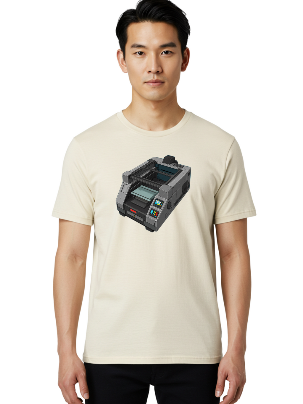 3D-Printer-35 Men'S Graphic Tee, 100% Cotton, Comfortable Casual Summer Wear, Machine Washable, 3D Printing Technology, Futuristic Printer, Digital Fabrication, Advanced Manufacturing, Printer Control Panel, Printing Process, Baa030