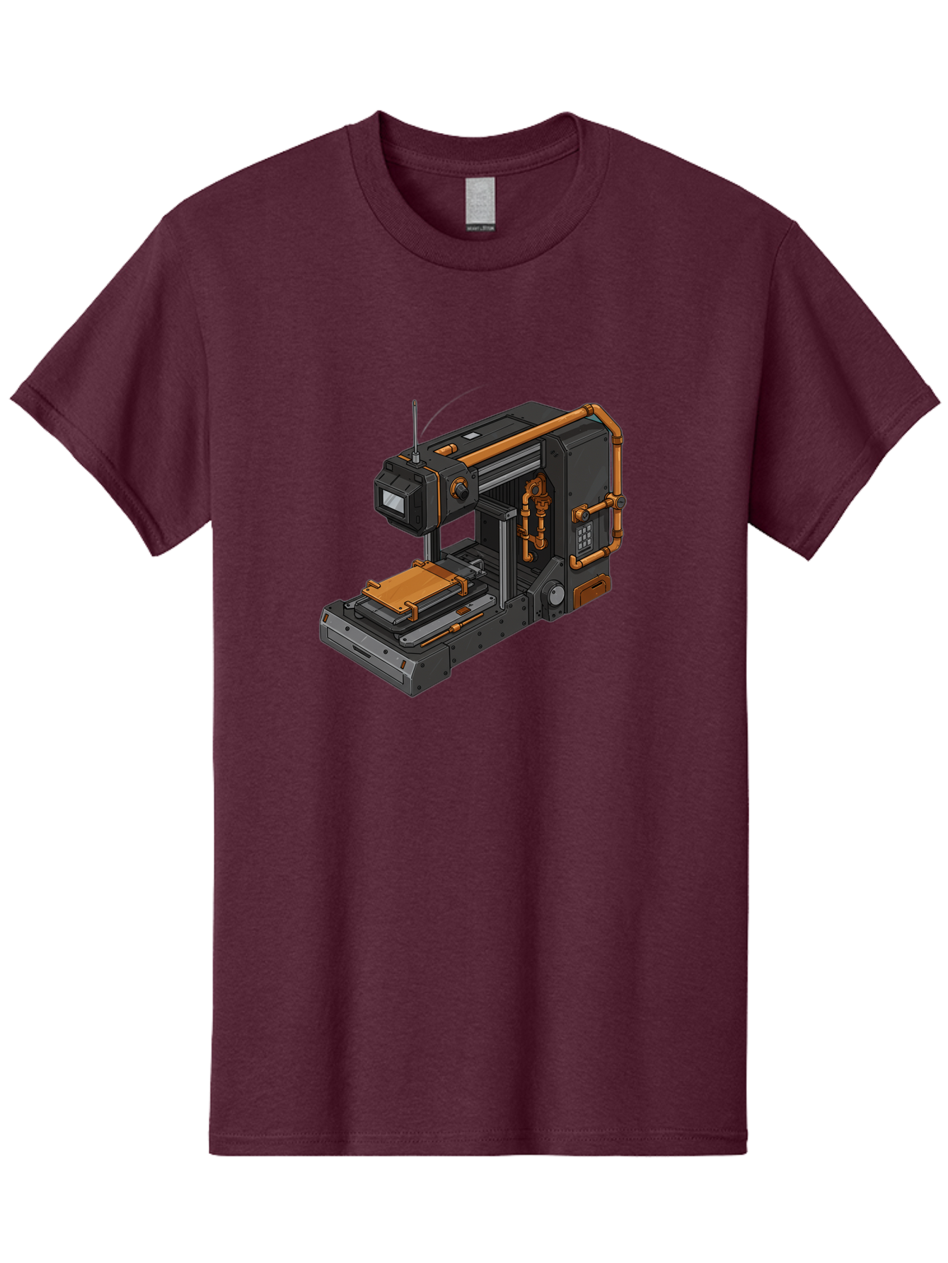3D-Printer-38 Men'S Graphic Tee, 100% Cotton, Comfortable Casual Summer Wear, Machine Washable, Industrial 3D Printing Technology, Futuristic Manufacturing, Copper Piping, Black Metal Machinery, High-Precision Engineering, Innovative Design, Baa033