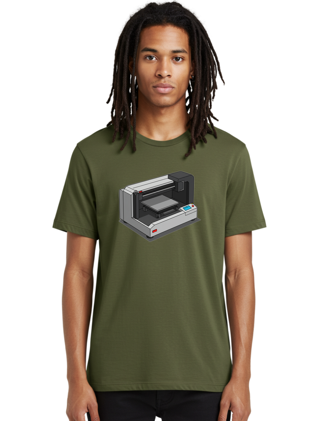 3D-Printer-39 Men'S Graphic Tee, 100% Cotton, Comfortable Casual Summer Wear, Machine Washable, 3D Printing Technology, Digital Fabrication, Additive Manufacturing, Rapid Prototyping, Industrial Design, Futuristic Machinery, Control Panel, Baa034