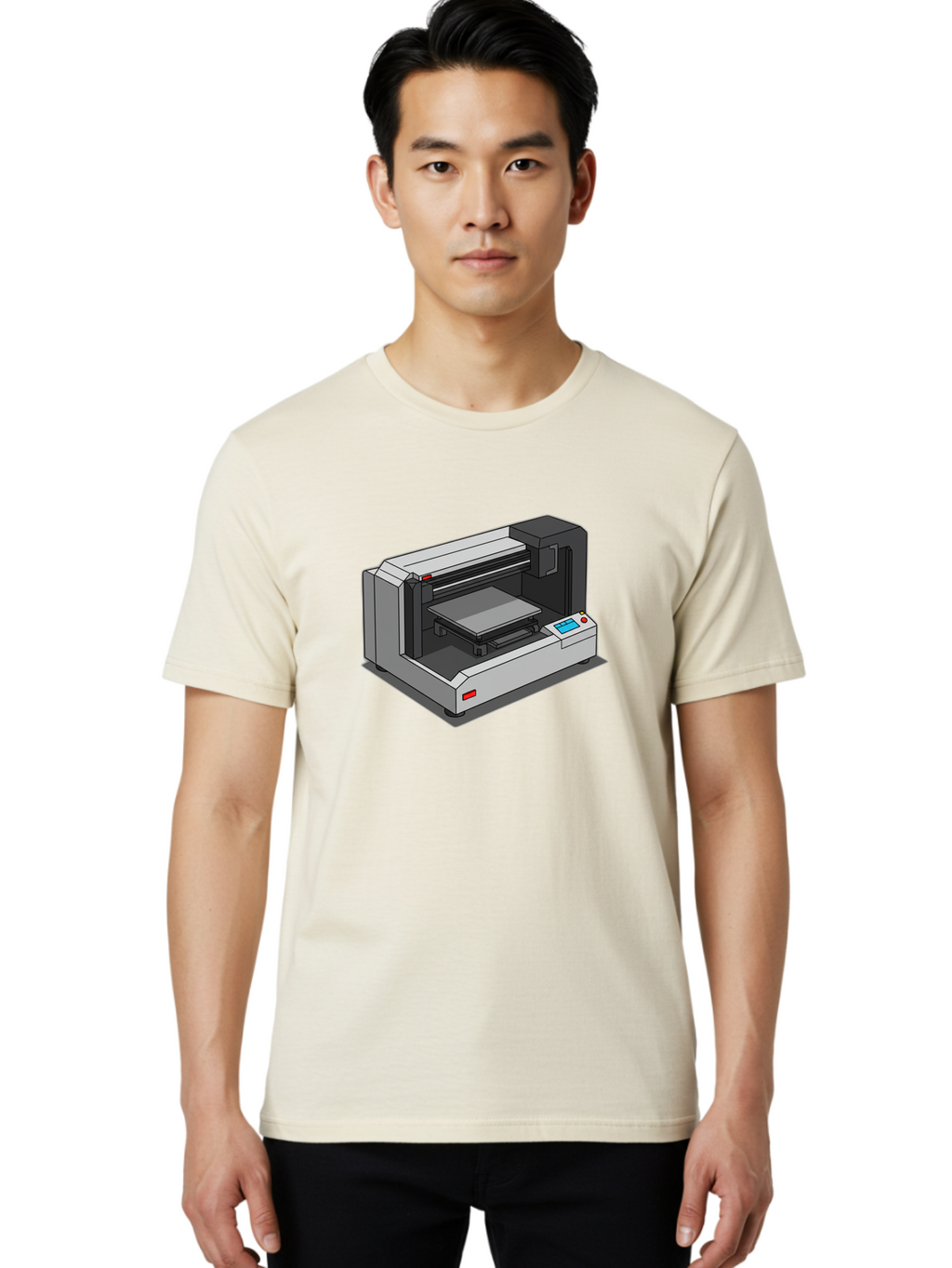3D-Printer-39 Men'S Graphic Tee, 100% Cotton, Comfortable Casual Summer Wear, Machine Washable, 3D Printing Technology, Digital Fabrication, Additive Manufacturing, Rapid Prototyping, Industrial Design, Futuristic Machinery, Control Panel, Baa034