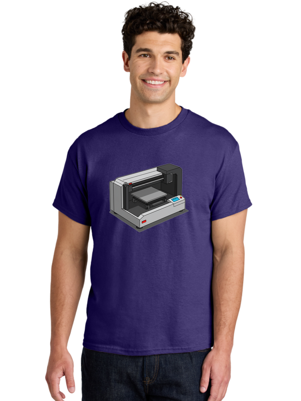 3D-Printer-39 Men'S Graphic Tee, 100% Cotton, Comfortable Casual Summer Wear, Machine Washable, 3D Printing Technology, Digital Fabrication, Additive Manufacturing, Rapid Prototyping, Industrial Design, Futuristic Machinery, Control Panel, Baa034