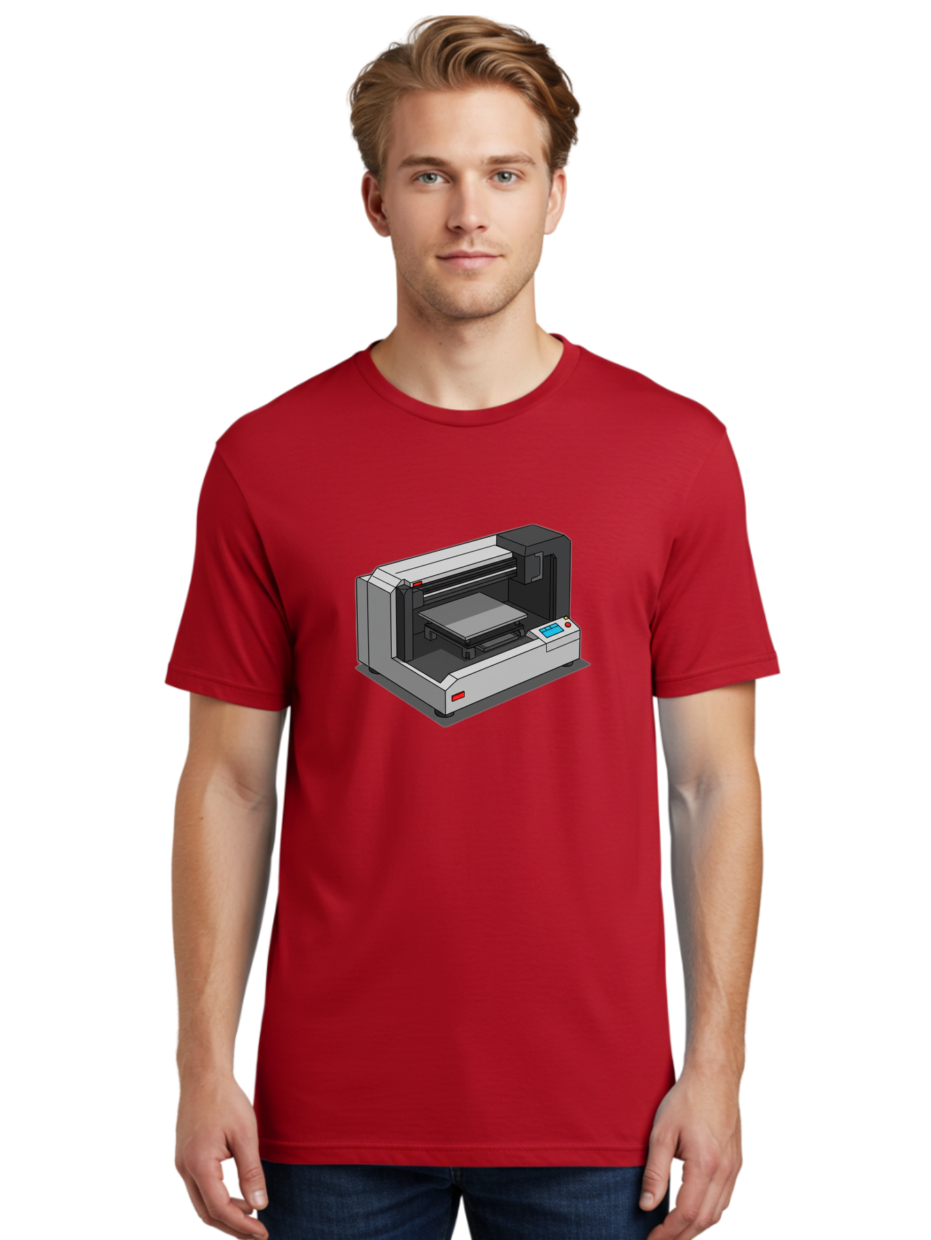 3D-Printer-39 Men'S Graphic Tee, 100% Cotton, Comfortable Casual Summer Wear, Machine Washable, 3D Printing Technology, Digital Fabrication, Additive Manufacturing, Rapid Prototyping, Industrial Design, Futuristic Machinery, Control Panel, Baa034