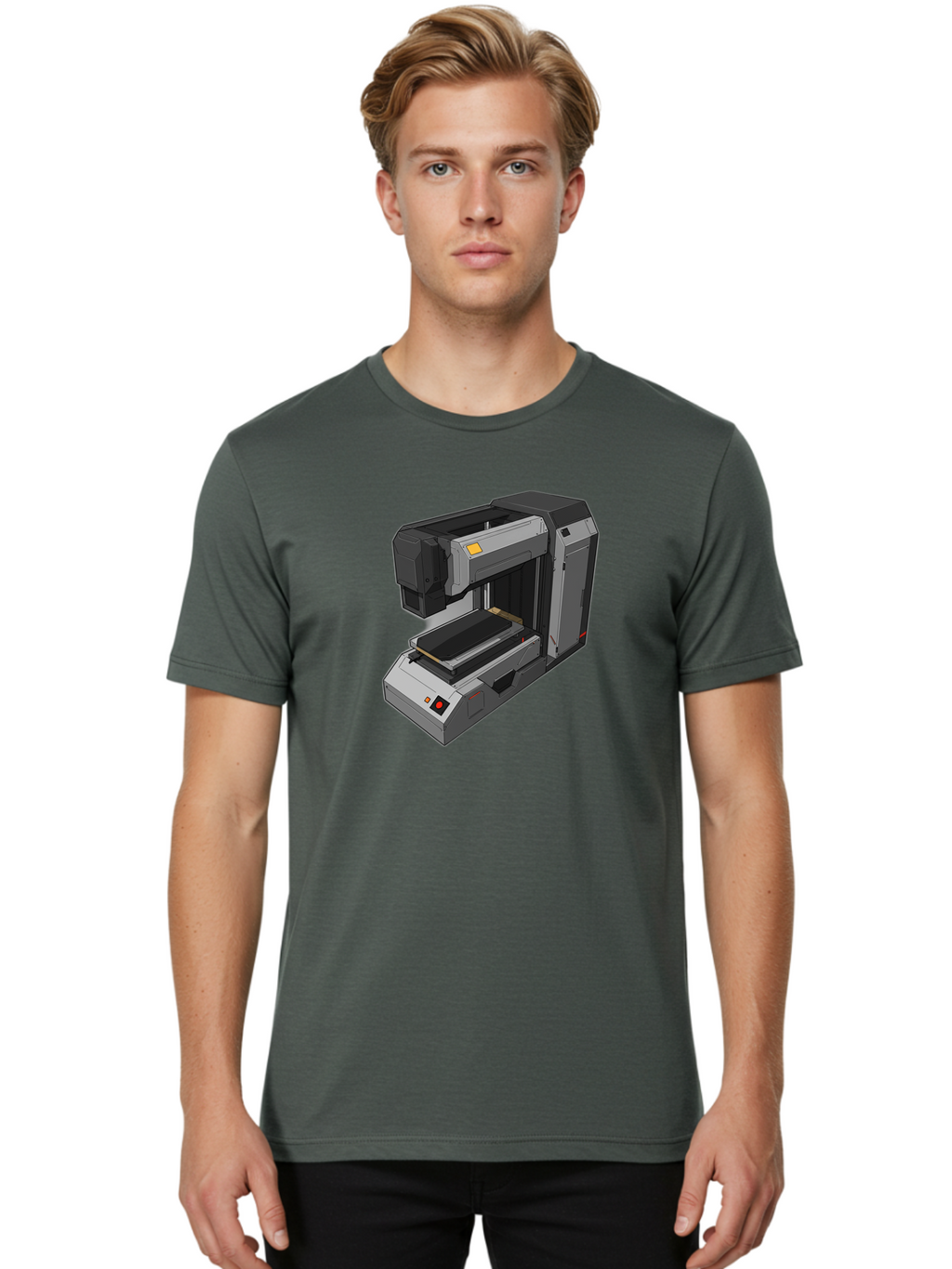 3D-Printer-41 Men'S Graphic Tee, 100% Cotton, Comfortable Casual Summer Wear, Machine Washable, 3D Printing Technology, Digital Fabrication, Additive Manufacturing, Printer Design, Futuristic Machinery, Modern Innovation, 3D Modeling, Baa037