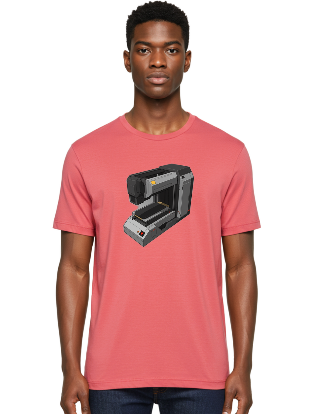 3D-Printer-41 Men'S Graphic Tee, 100% Cotton, Comfortable Casual Summer Wear, Machine Washable, 3D Printing Technology, Digital Fabrication, Additive Manufacturing, Printer Design, Futuristic Machinery, Modern Innovation, 3D Modeling, Baa037