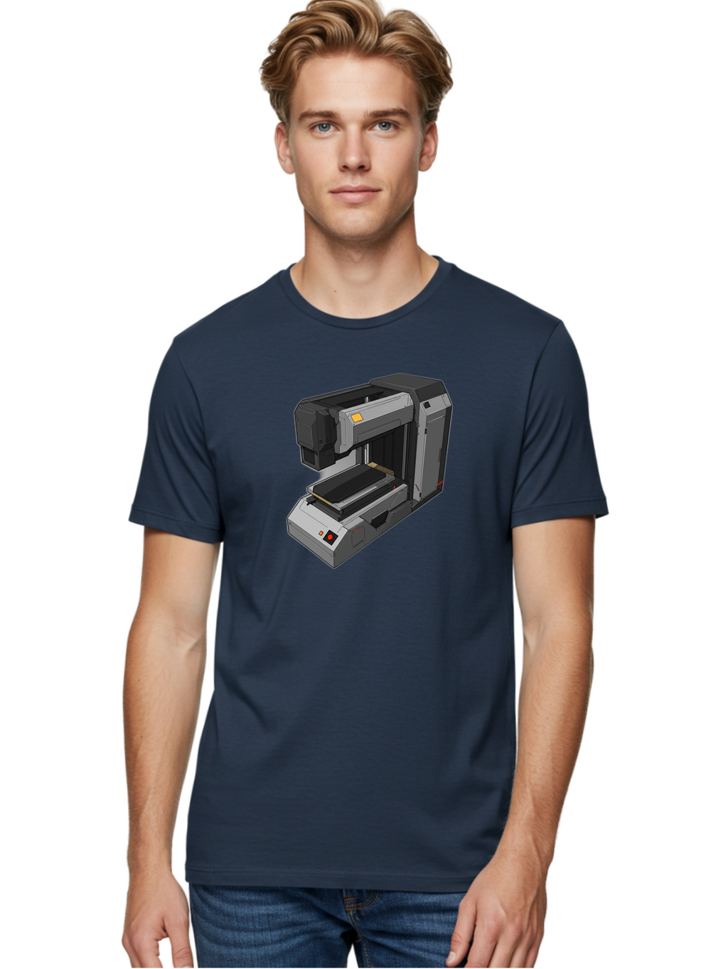3D-Printer-41 Men'S Graphic Tee, 100% Cotton, Comfortable Casual Summer Wear, Machine Washable, 3D Printing Technology, Digital Fabrication, Additive Manufacturing, Printer Design, Futuristic Machinery, Modern Innovation, 3D Modeling, Baa037