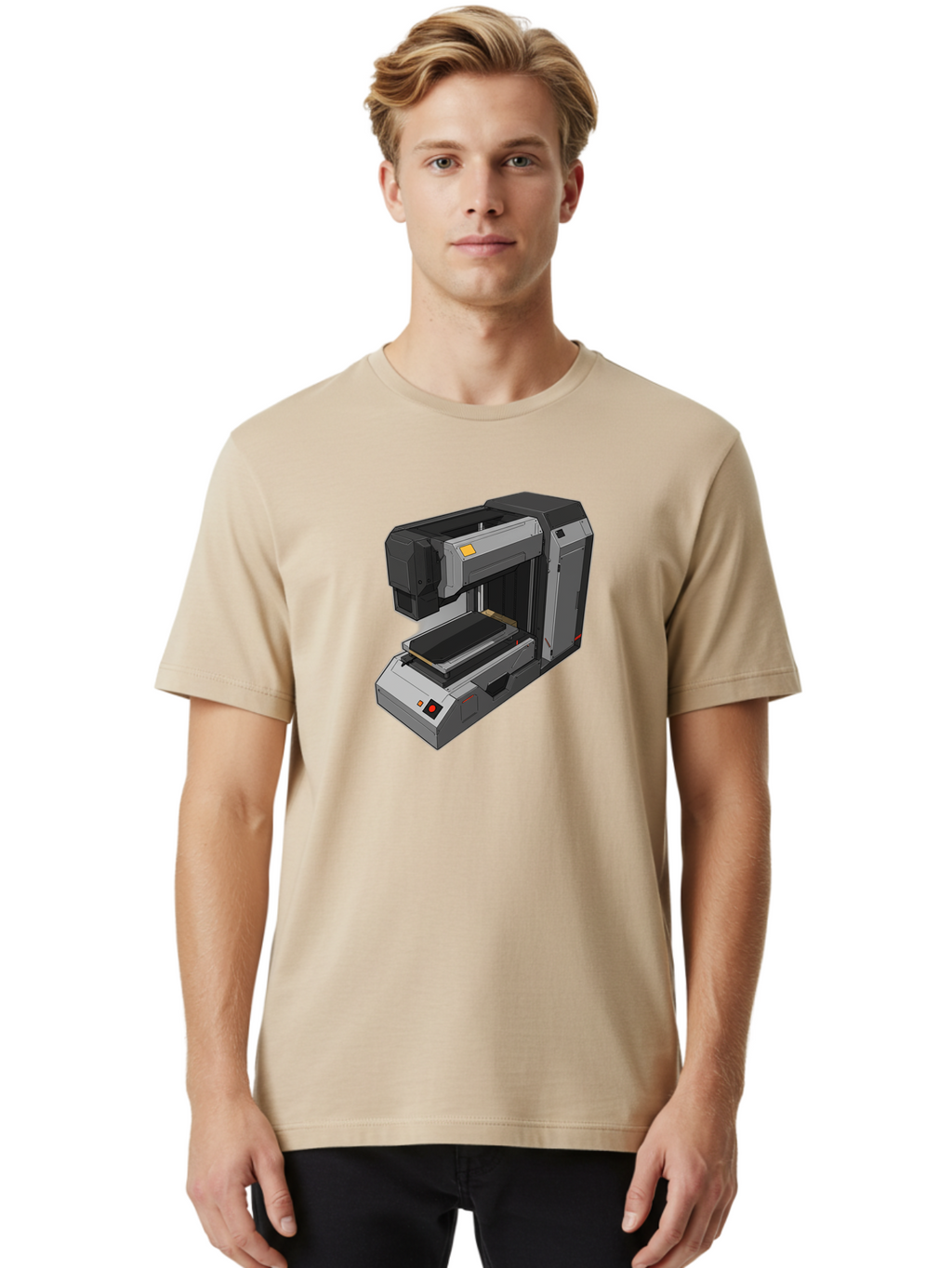 3D-Printer-41 Men'S Graphic Tee, 100% Cotton, Comfortable Casual Summer Wear, Machine Washable, 3D Printing Technology, Digital Fabrication, Additive Manufacturing, Printer Design, Futuristic Machinery, Modern Innovation, 3D Modeling, Baa037