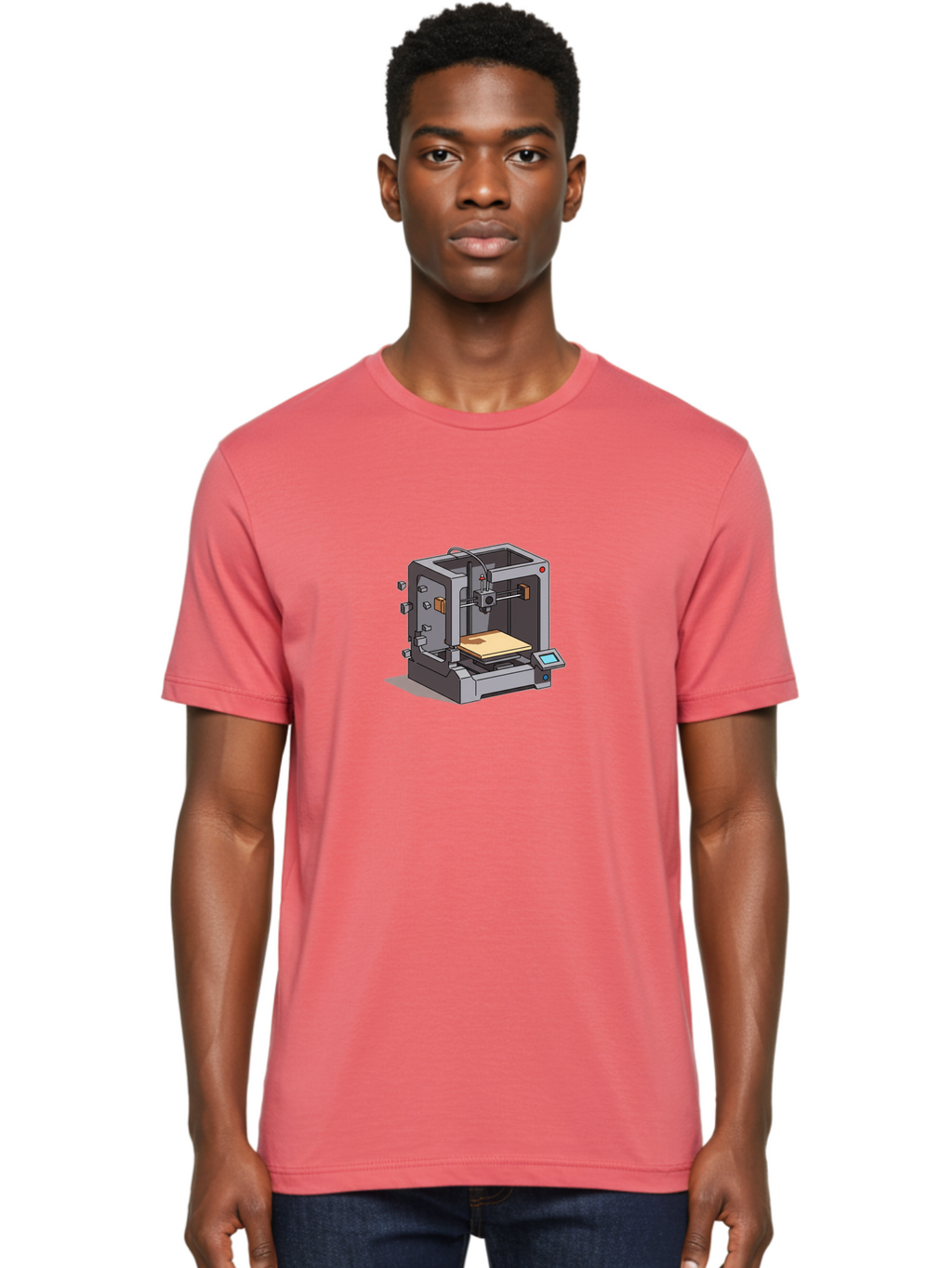 3D-Printer-5 Men'S Graphic Tee, 100% Cotton, Comfortable Casual Summer Wear, Machine Washable, 3D Printing Technology, Additive Manufacturing, Digital Fabrication, Prototyping, Product Design, 3D Modeling, Industrial Production, Baa039