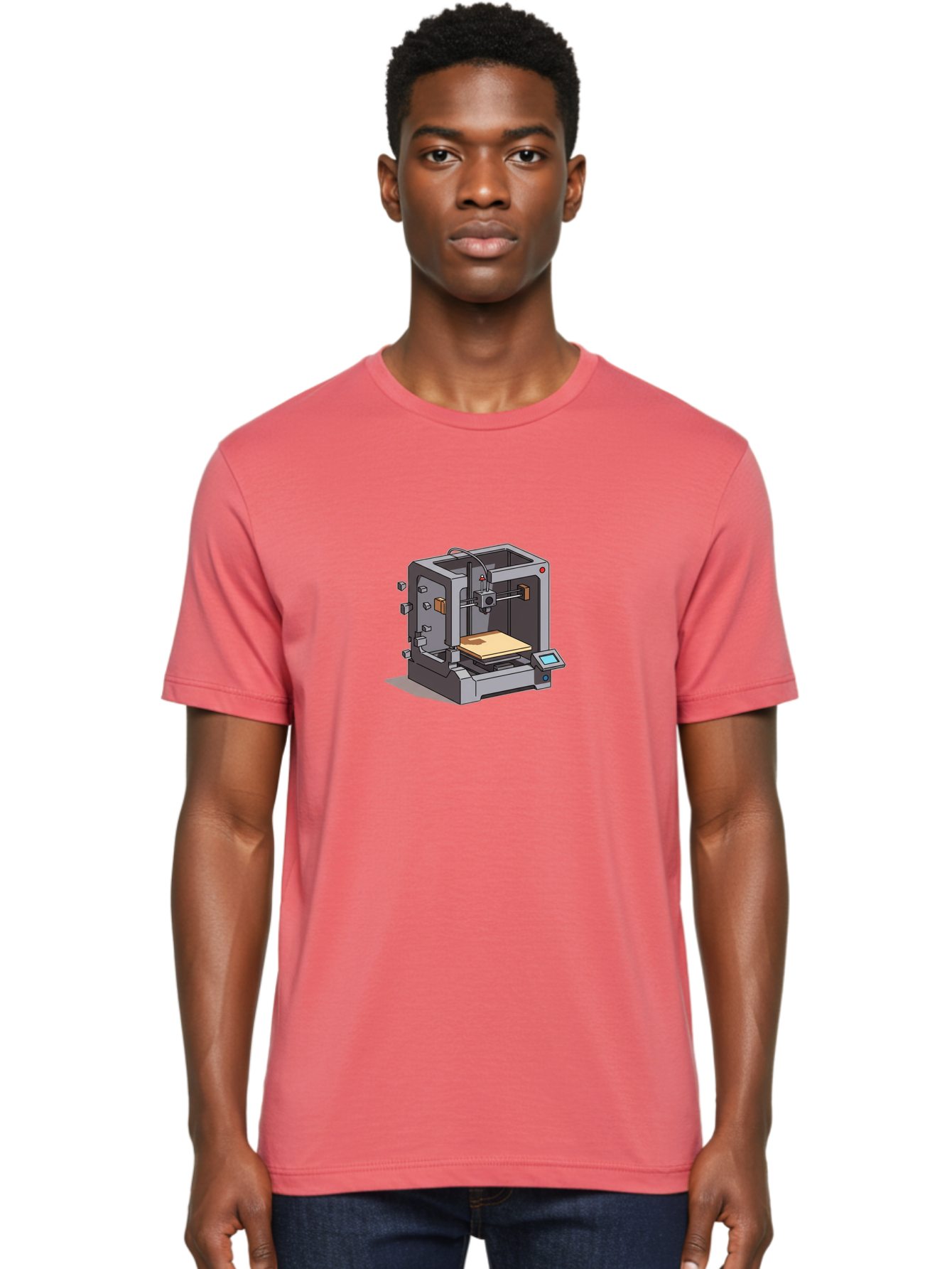 3D-Printer-5 Men'S Graphic Tee, 100% Cotton, Comfortable Casual Summer Wear, Machine Washable, 3D Printing Technology, Additive Manufacturing, Digital Fabrication, Prototyping, Product Design, 3D Modeling, Industrial Production, Baa039