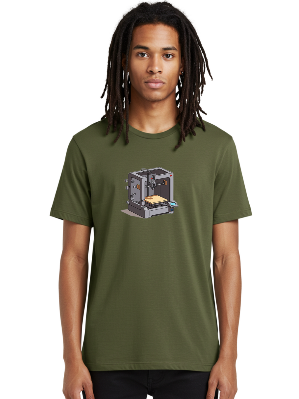 3D-Printer-5 Men'S Graphic Tee, 100% Cotton, Comfortable Casual Summer Wear, Machine Washable, 3D Printing Technology, Additive Manufacturing, Digital Fabrication, Prototyping, Product Design, 3D Modeling, Industrial Production, Baa039