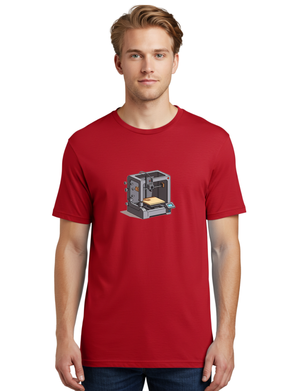 3D-Printer-5 Men'S Graphic Tee, 100% Cotton, Comfortable Casual Summer Wear, Machine Washable, 3D Printing Technology, Additive Manufacturing, Digital Fabrication, Prototyping, Product Design, 3D Modeling, Industrial Production, Baa039