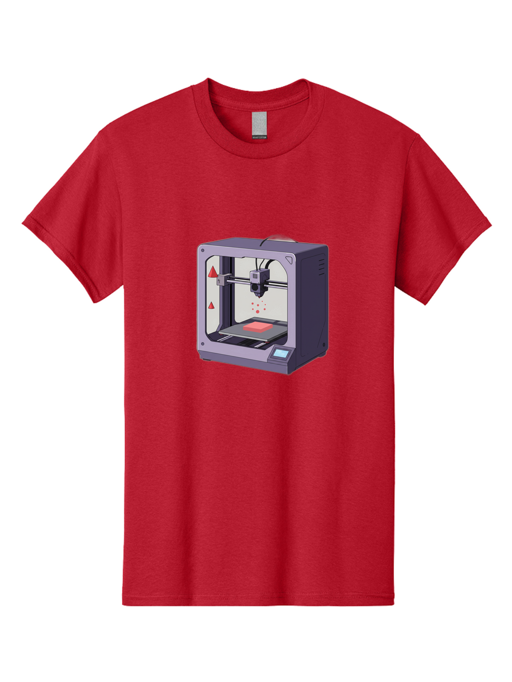 3D-Printer-6 Men'S Graphic Tee, 100% Cotton, Comfortable Casual Summer Wear, Machine Washable, 3D Printing Technology, Additive Manufacturing, Digital Fabrication, Rapid Prototyping, Printing Process, Red Material, Printer Nozzle, Baa040
