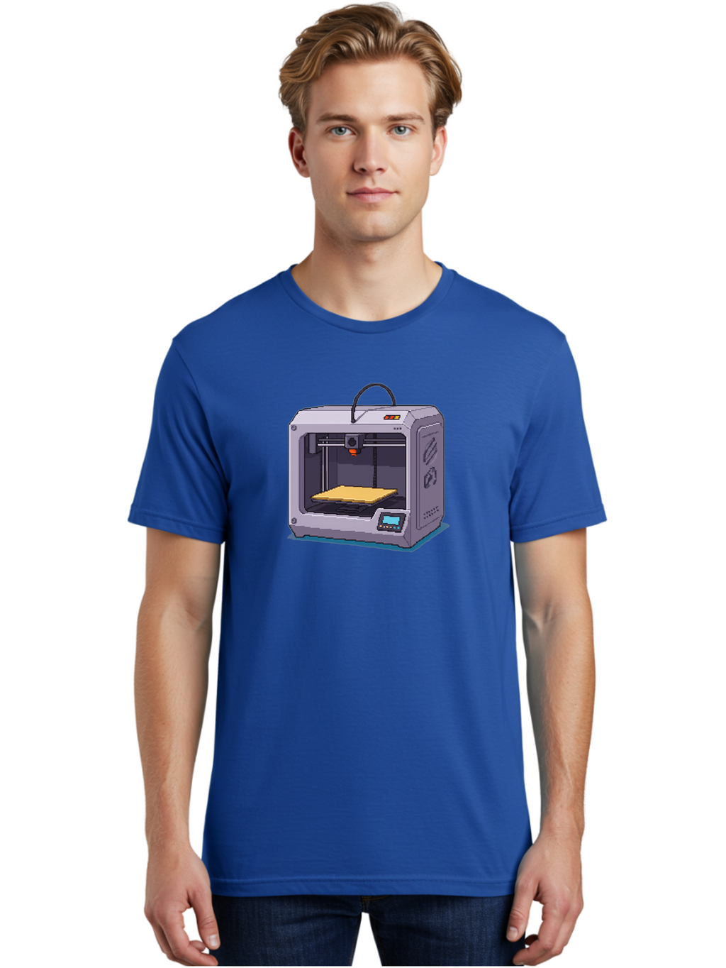 3D-Printer-7 Men'S Graphic Tee, 100% Cotton, Comfortable Casual Summer Wear, Machine Washable, 3D Printing Technology, Additive Manufacturing, Digital Fabrication, Rapid Prototyping, Layered Printing, Futuristic Innovation Baa041