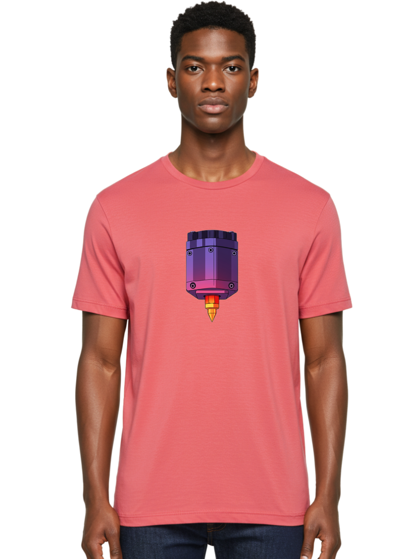 3D-Printer-Hotend-1 Men'S Graphic Tee, 100% Cotton, Comfortable Casual Summer Wear, Machine Washable, 3D Printing Technology, 3D Printer Extruder, Printer Head, Additive Manufacturing, 3D Modeling, Digital Fabrication, Rapid Prototyping Baa044