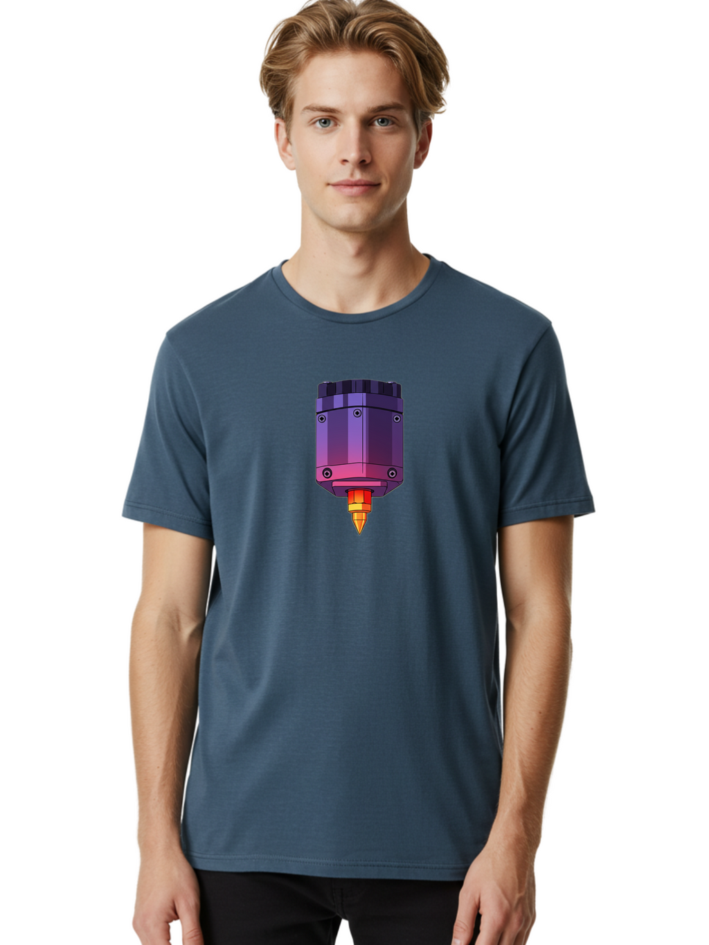 3D-Printer-Hotend-1 Men'S Graphic Tee, 100% Cotton, Comfortable Casual Summer Wear, Machine Washable, 3D Printing Technology, 3D Printer Extruder, Printer Head, Additive Manufacturing, 3D Modeling, Digital Fabrication, Rapid Prototyping Baa044