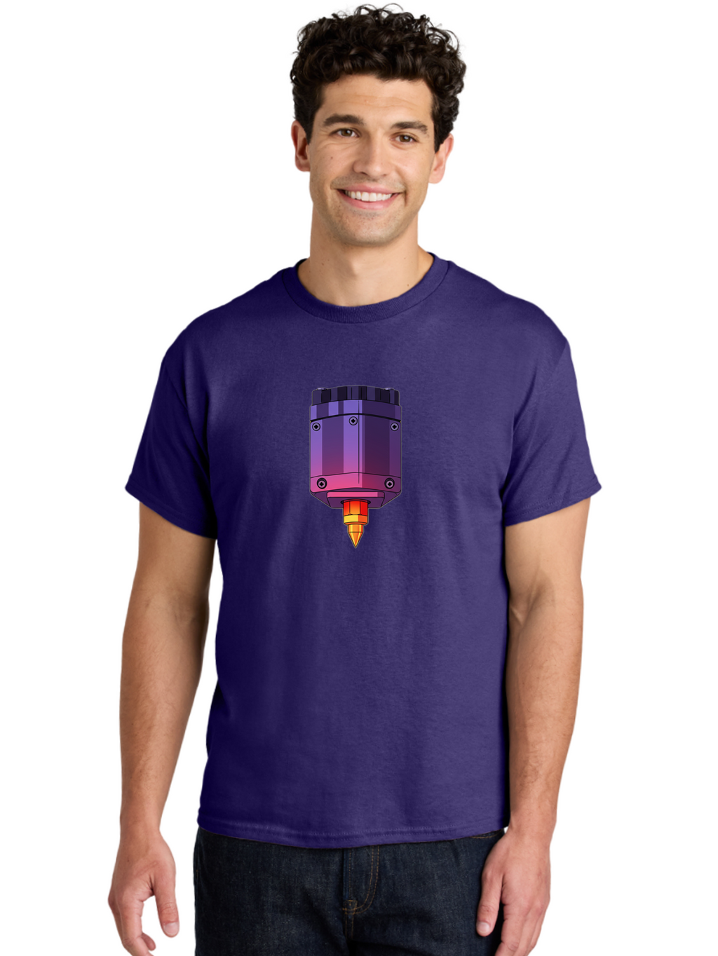 3D-Printer-Hotend-1 Men'S Graphic Tee, 100% Cotton, Comfortable Casual Summer Wear, Machine Washable, 3D Printing Technology, 3D Printer Extruder, Printer Head, Additive Manufacturing, 3D Modeling, Digital Fabrication, Rapid Prototyping Baa044