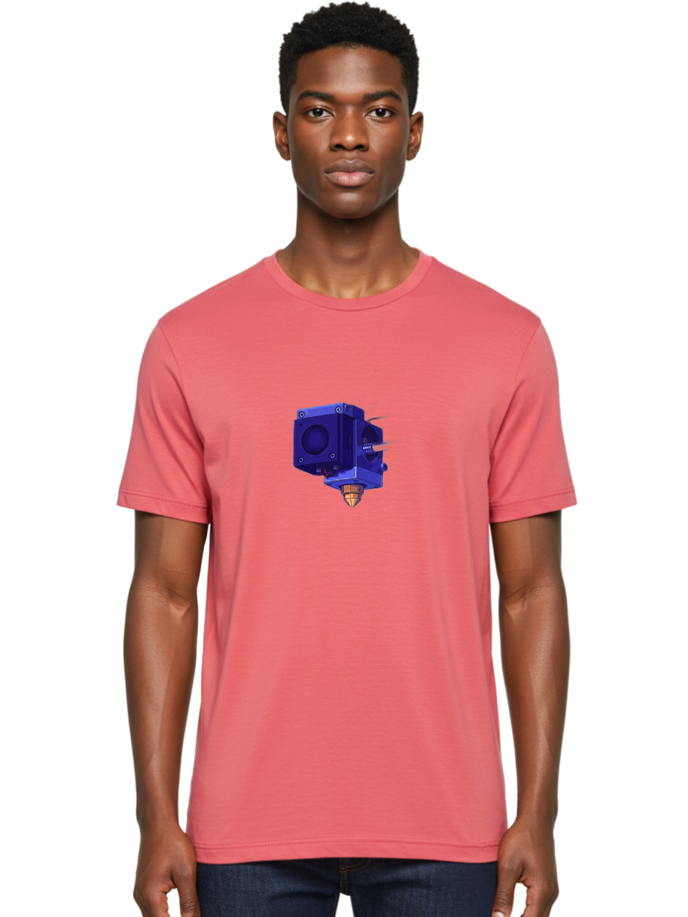 3D-Printer-Nozzle Men'S Graphic Tee, 100% Cotton, Comfortable Casual Summer Wear, Machine Washable, 3D Printing Technology, Extruder Head, 3D Modeling, Additive Manufacturing, Digital Fabrication, Rapid Prototyping, Innovative Design Baa046