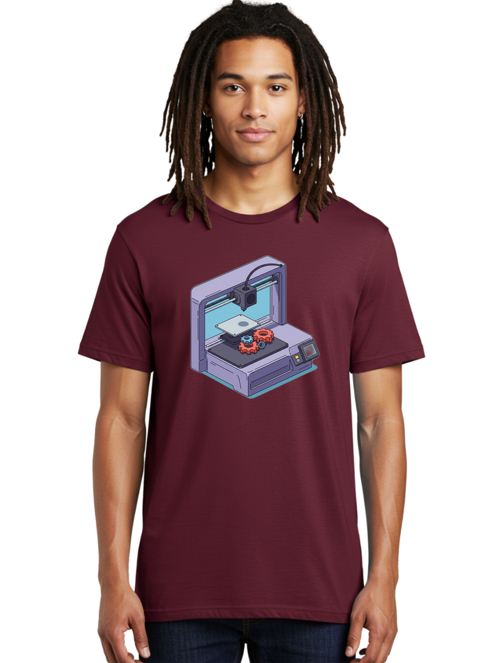 3D-Printer Men'S Graphic Tee, 100% Cotton, Comfortable Casual Summer Wear, Machine Washable, 3D Printing Technology, Additive Manufacturing, Industrial Gear Production, Printer Machine, Object Creation, Layer By Layer Printing, Baa052