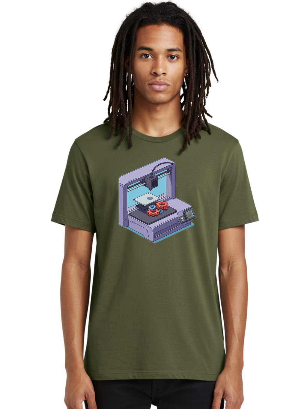 3D-Printer Men'S Graphic Tee, 100% Cotton, Comfortable Casual Summer Wear, Machine Washable, 3D Printing Technology, Additive Manufacturing, Industrial Gear Production, Printer Machine, Object Creation, Layer By Layer Printing, Baa052
