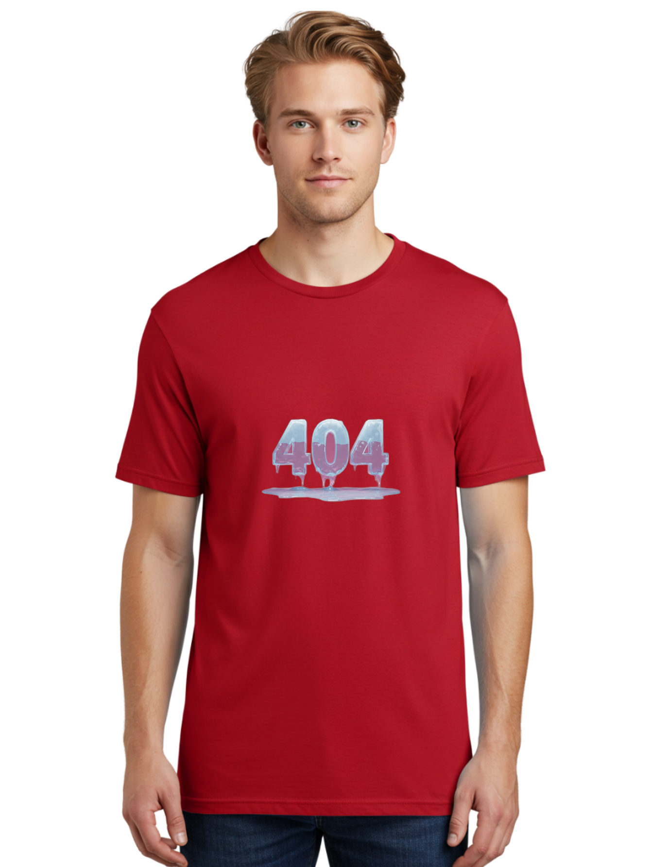 404-5 Men'S Graphic Tee, 100% Cotton, Comfortable Casual Summer Wear, Machine Washable, Melting 404 Error, Distorted Numbers, Liquid Effect, Page Not Found, Website Error, Web Design Glitch, Futuristic Font Baa062