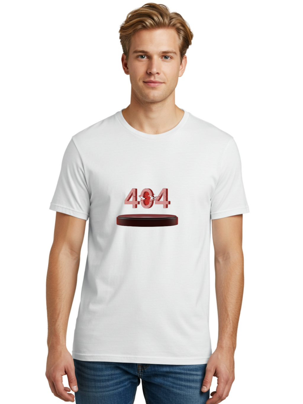 404-6 Men'S Graphic Tee, 100% Cotton, Comfortable Casual Summer Wear, Machine Washable, 404 Error Message, Glitch Effect, Red Numbers, Broken Link, Error Page, Digital Disruption, Cyber Glitch, Futuristic Design Baa063