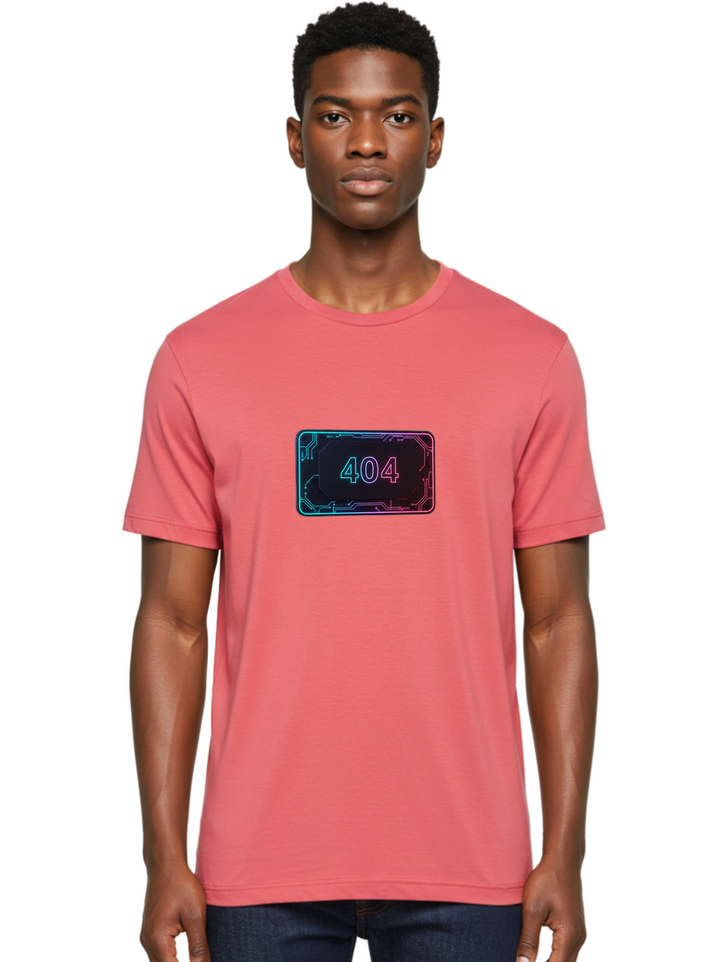 404-8 Men'S Graphic Tee, 100% Cotton, Comfortable Casual Summer Wear, Machine Washable, 404 Error Message, Futuristic Design, Neon Lights, Circuit Board, Error Page, Page Not Found, Tech Glitch, Digital Error Baa065