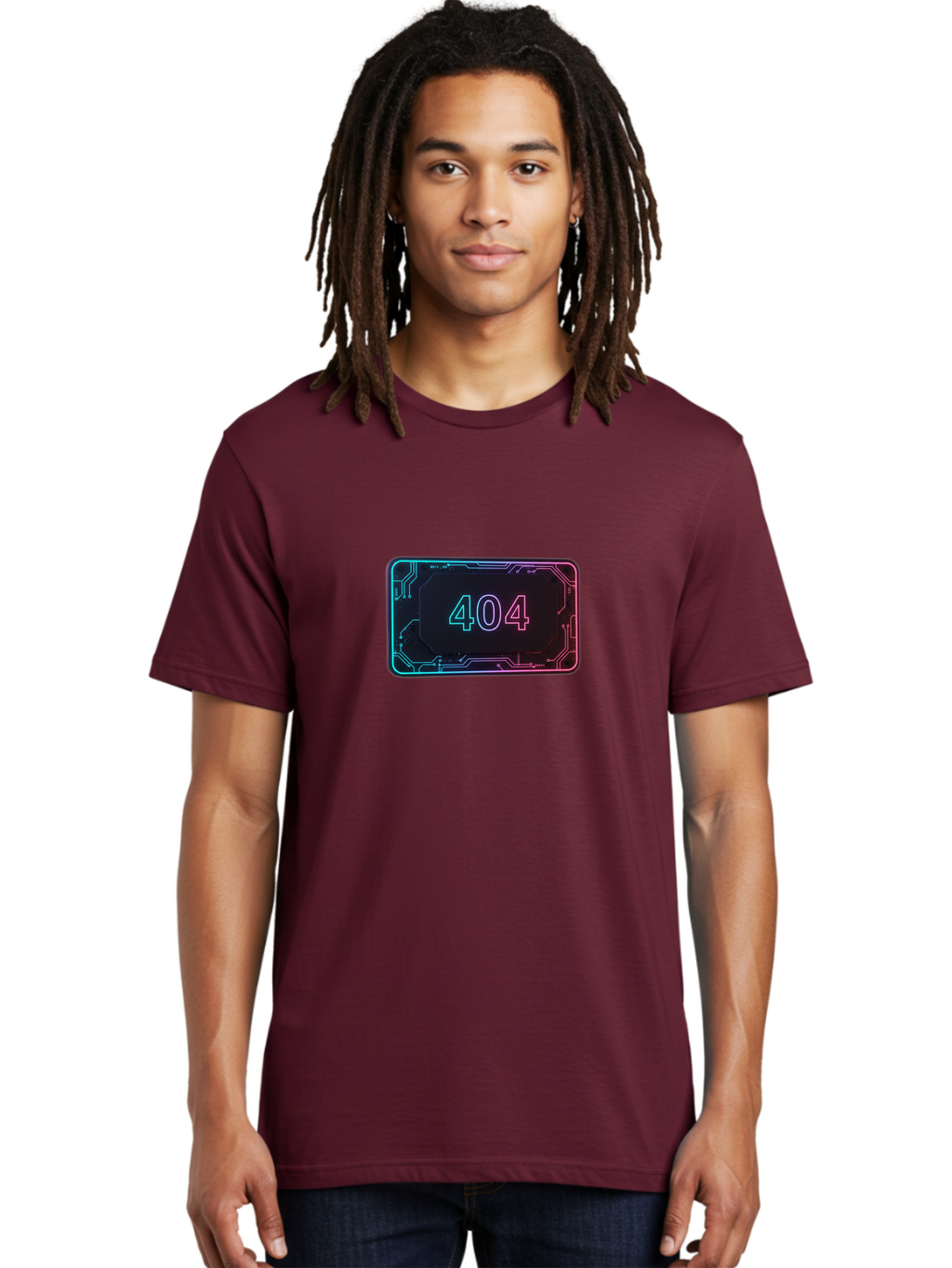 404-8 Men'S Graphic Tee, 100% Cotton, Comfortable Casual Summer Wear, Machine Washable, 404 Error Message, Futuristic Design, Neon Lights, Circuit Board, Error Page, Page Not Found, Tech Glitch, Digital Error Baa065