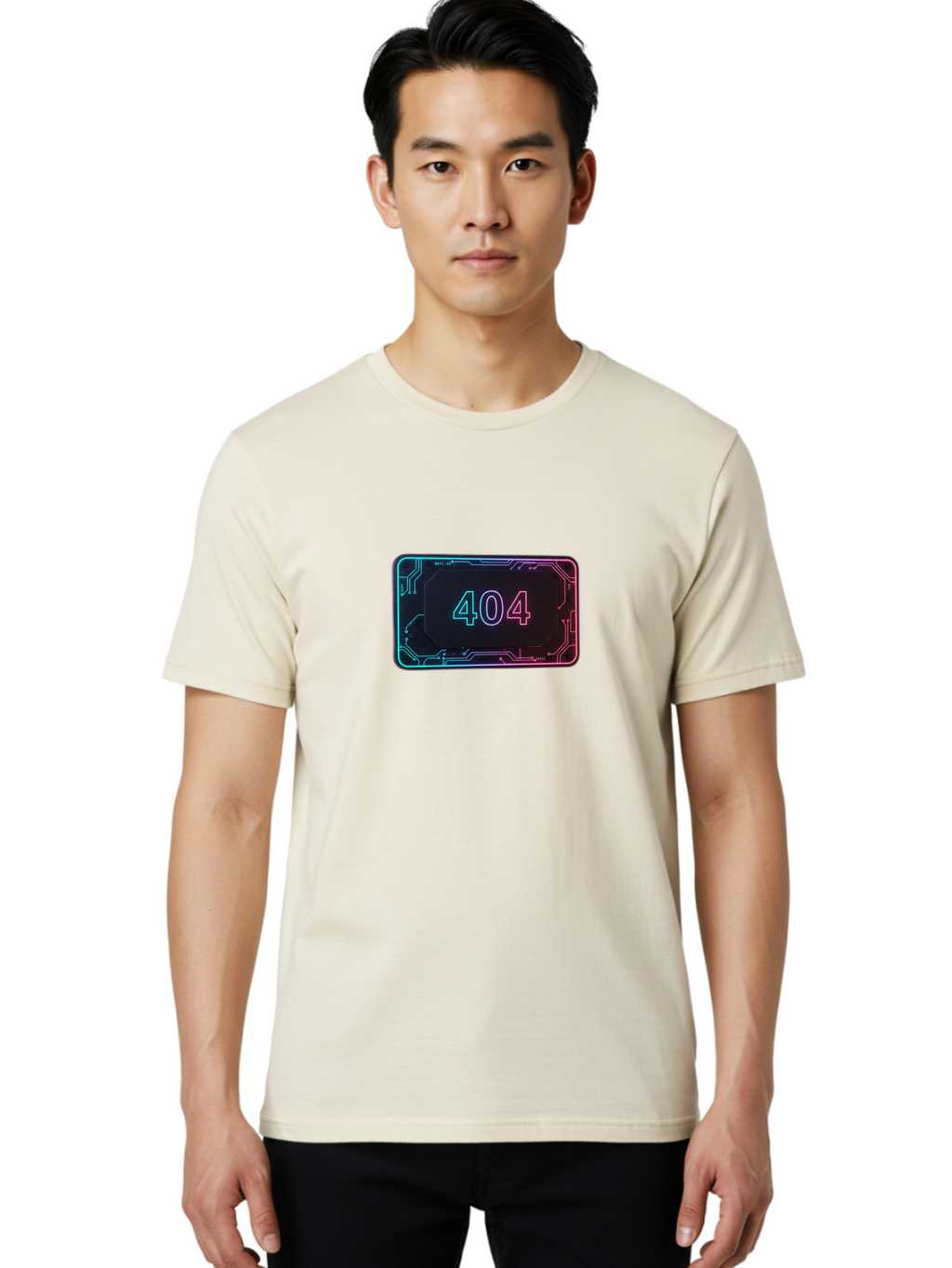 404-8 Men'S Graphic Tee, 100% Cotton, Comfortable Casual Summer Wear, Machine Washable, 404 Error Message, Futuristic Design, Neon Lights, Circuit Board, Error Page, Page Not Found, Tech Glitch, Digital Error Baa065