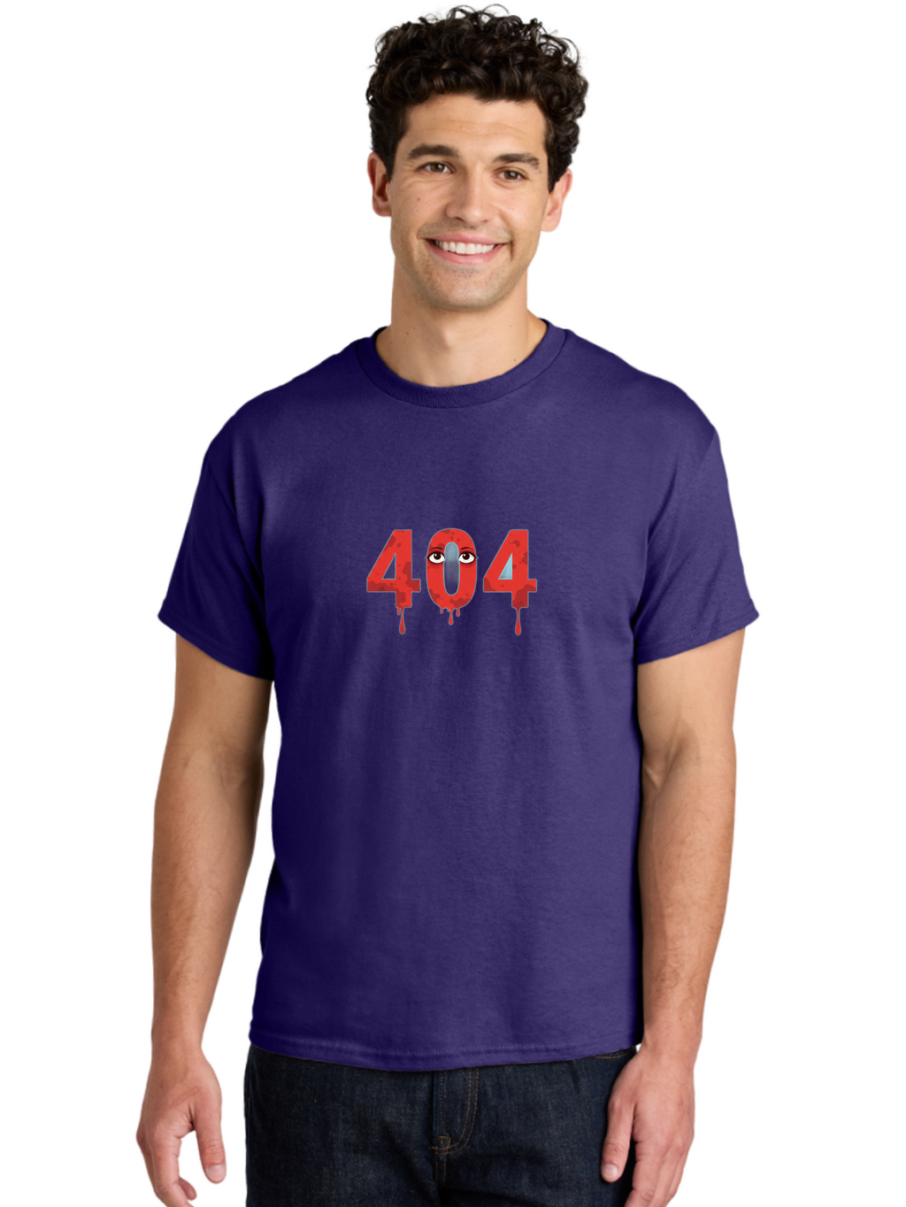 404-9 Men'S Graphic Tee, 100% Cotton, Comfortable Casual Summer Wear, Machine Washable, Error Message, 404 Page Not Found, Creepy Numbers, Dripping Blood, Horror Theme, Eerie Atmosphere, Web Design Element, Glitch Art Baa066