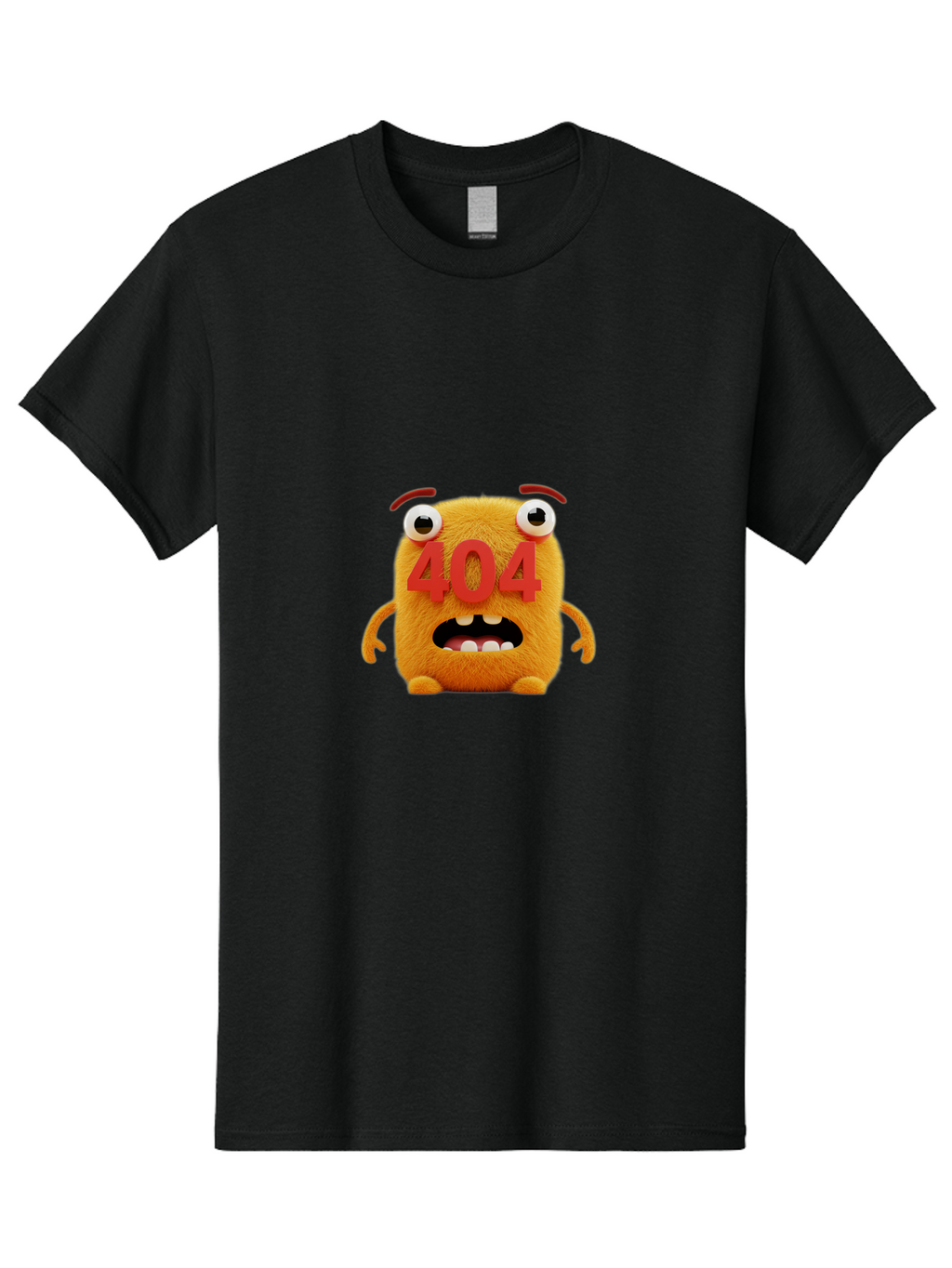 404-Character-1 Men'S Graphic Tee, 100% Cotton, Comfortable Casual Summer Wear, Machine Washable, Error Message, 404 Page Not Found, Cartoon Character, Angry Face, Red Numbers, Fuzzy Texture, Eyeballs Popped Out, Shocked Expression, Baa067