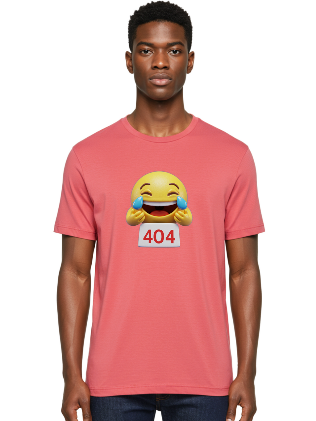 404-Emoji-1 Men'S Graphic Tee, 100% Cotton, Comfortable Casual Summer Wear, Machine Washable, 404 Error, Laughing Emoji, Crying Tears Of Joy, Web Error, Page Not Found, Funny Moments, Online Humor Baa069