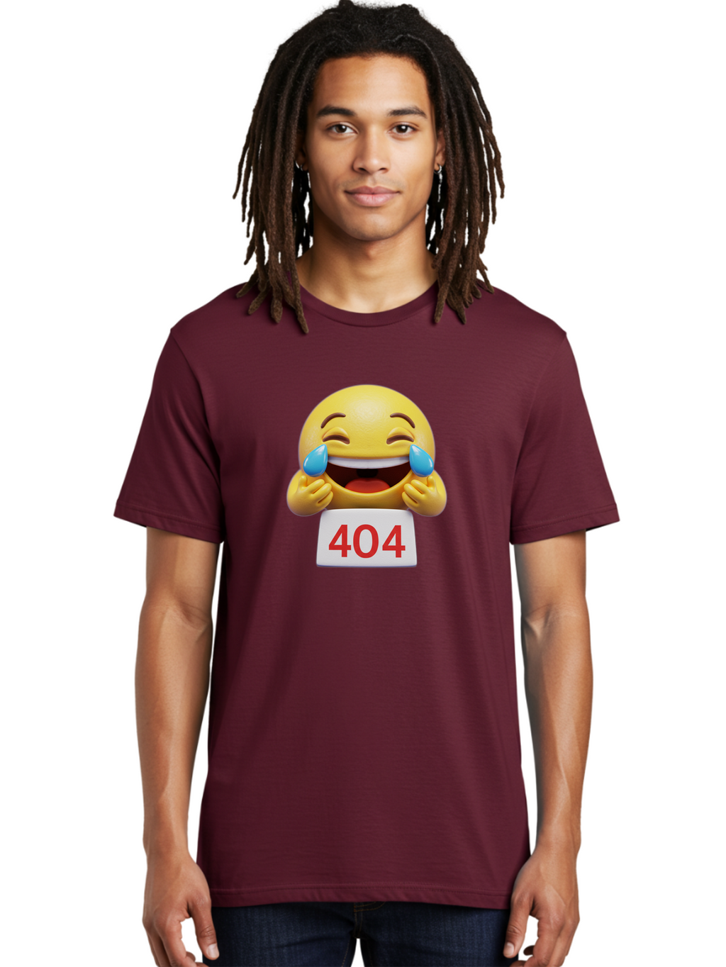 404-Emoji-1 Men'S Graphic Tee, 100% Cotton, Comfortable Casual Summer Wear, Machine Washable, 404 Error, Laughing Emoji, Crying Tears Of Joy, Web Error, Page Not Found, Funny Moments, Online Humor Baa069