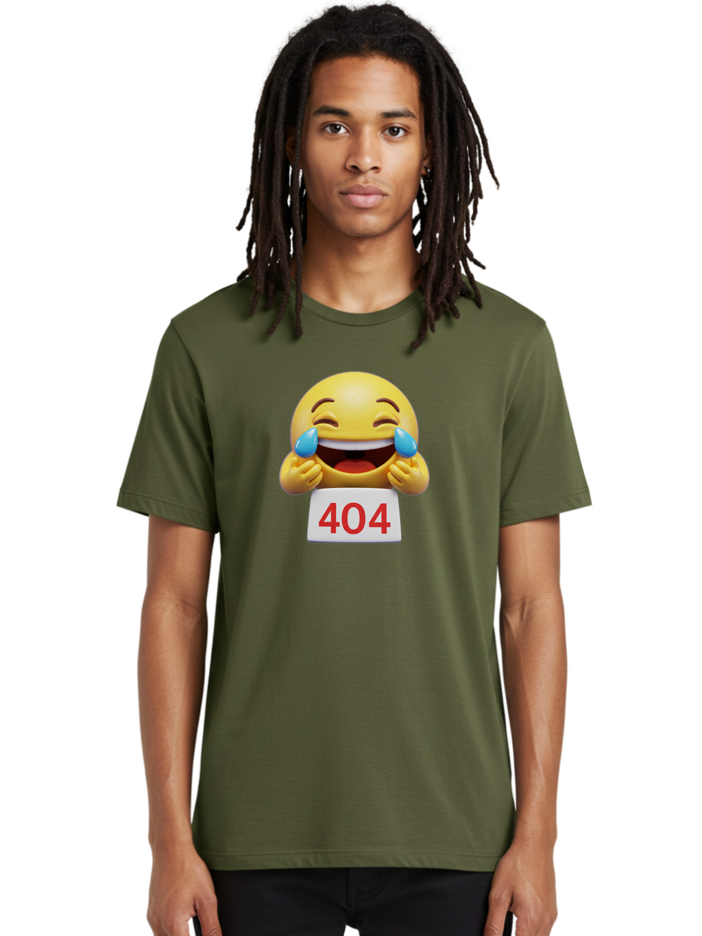 404-Emoji-1 Men'S Graphic Tee, 100% Cotton, Comfortable Casual Summer Wear, Machine Washable, 404 Error, Laughing Emoji, Crying Tears Of Joy, Web Error, Page Not Found, Funny Moments, Online Humor Baa069