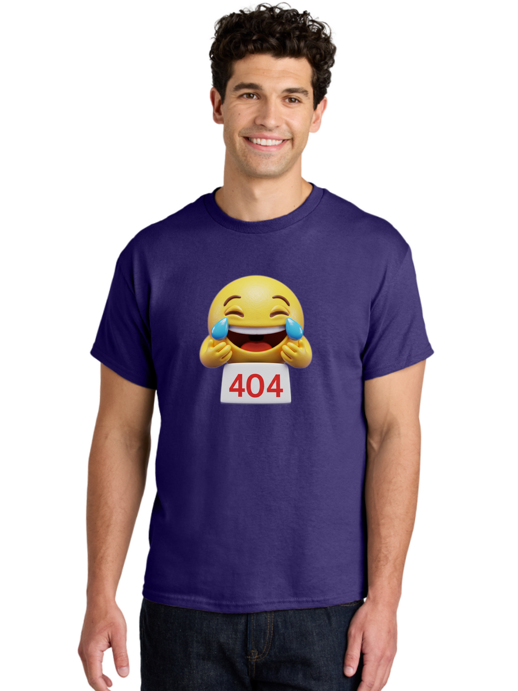 404-Emoji-1 Men'S Graphic Tee, 100% Cotton, Comfortable Casual Summer Wear, Machine Washable, 404 Error, Laughing Emoji, Crying Tears Of Joy, Web Error, Page Not Found, Funny Moments, Online Humor Baa069