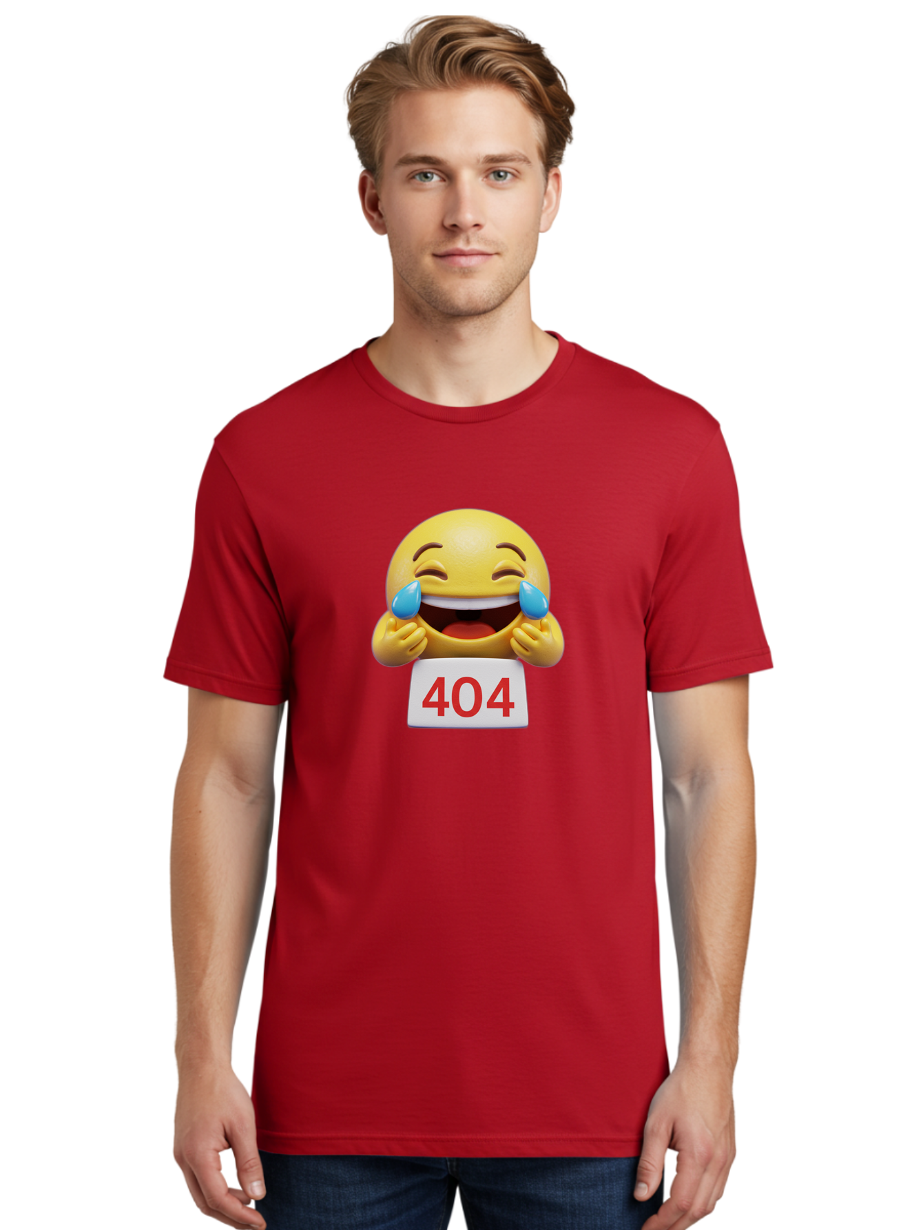 404-Emoji-1 Men'S Graphic Tee, 100% Cotton, Comfortable Casual Summer Wear, Machine Washable, 404 Error, Laughing Emoji, Crying Tears Of Joy, Web Error, Page Not Found, Funny Moments, Online Humor Baa069