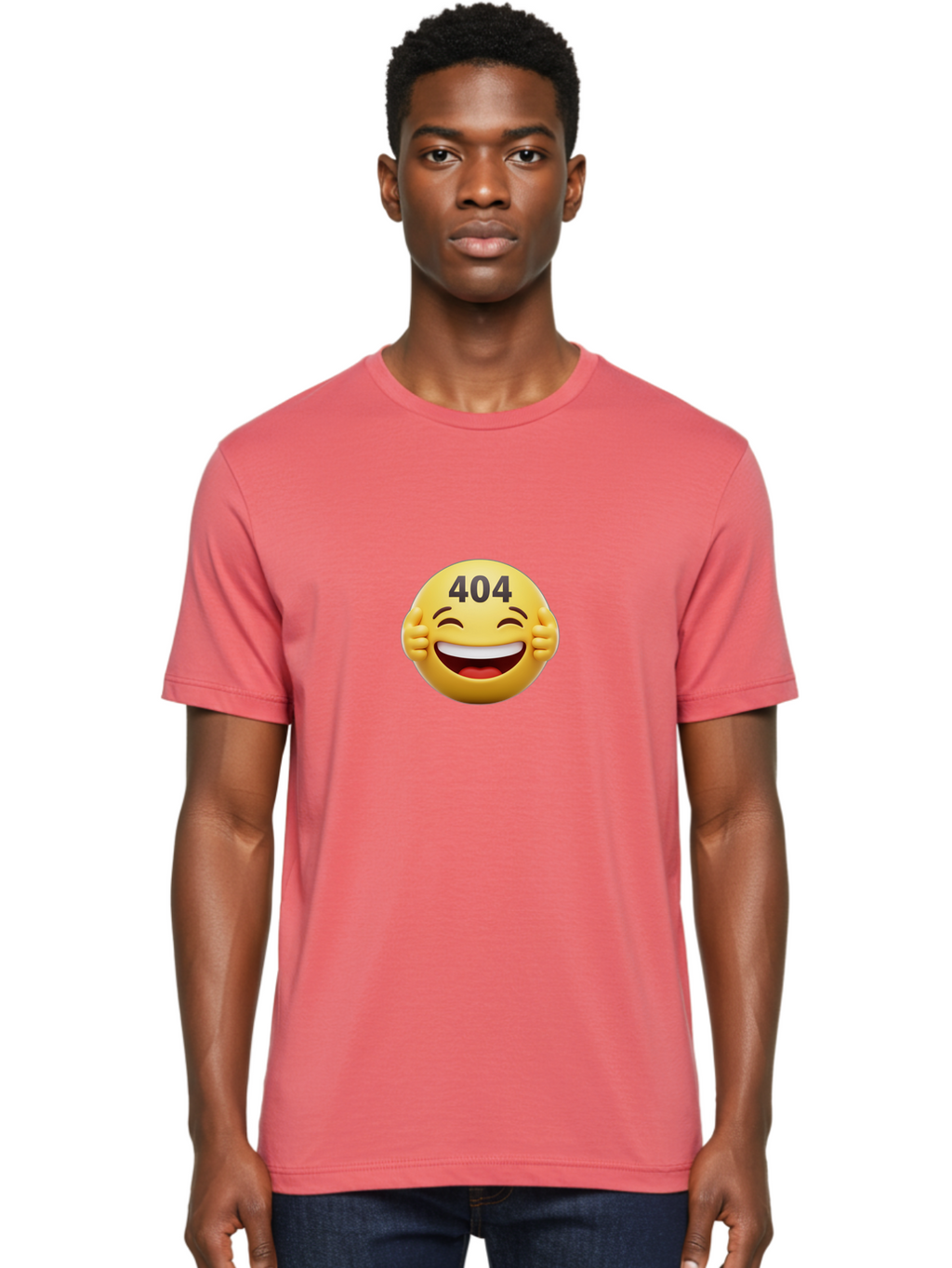 404-Emoji Men'S Graphic Tee, 100% Cotton, Comfortable Casual Summer Wear, Machine Washable, Error 404, Laughing Emoji, Funny Face, Humor, Internet Meme, Page Not Found, Error Message, Comedic Relief Baa071