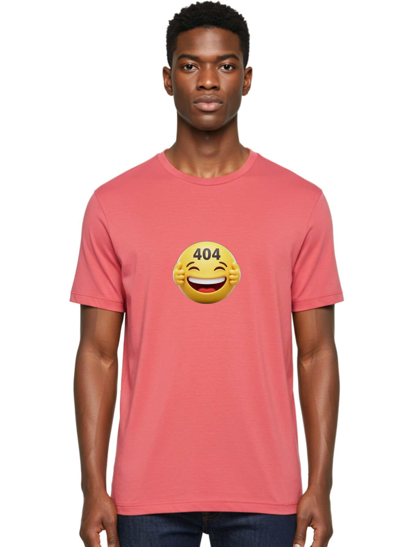 404-Emoji Men'S Graphic Tee, 100% Cotton, Comfortable Casual Summer Wear, Machine Washable, Error 404, Laughing Emoji, Funny Face, Humor, Internet Meme, Page Not Found, Error Message, Comedic Relief Baa071