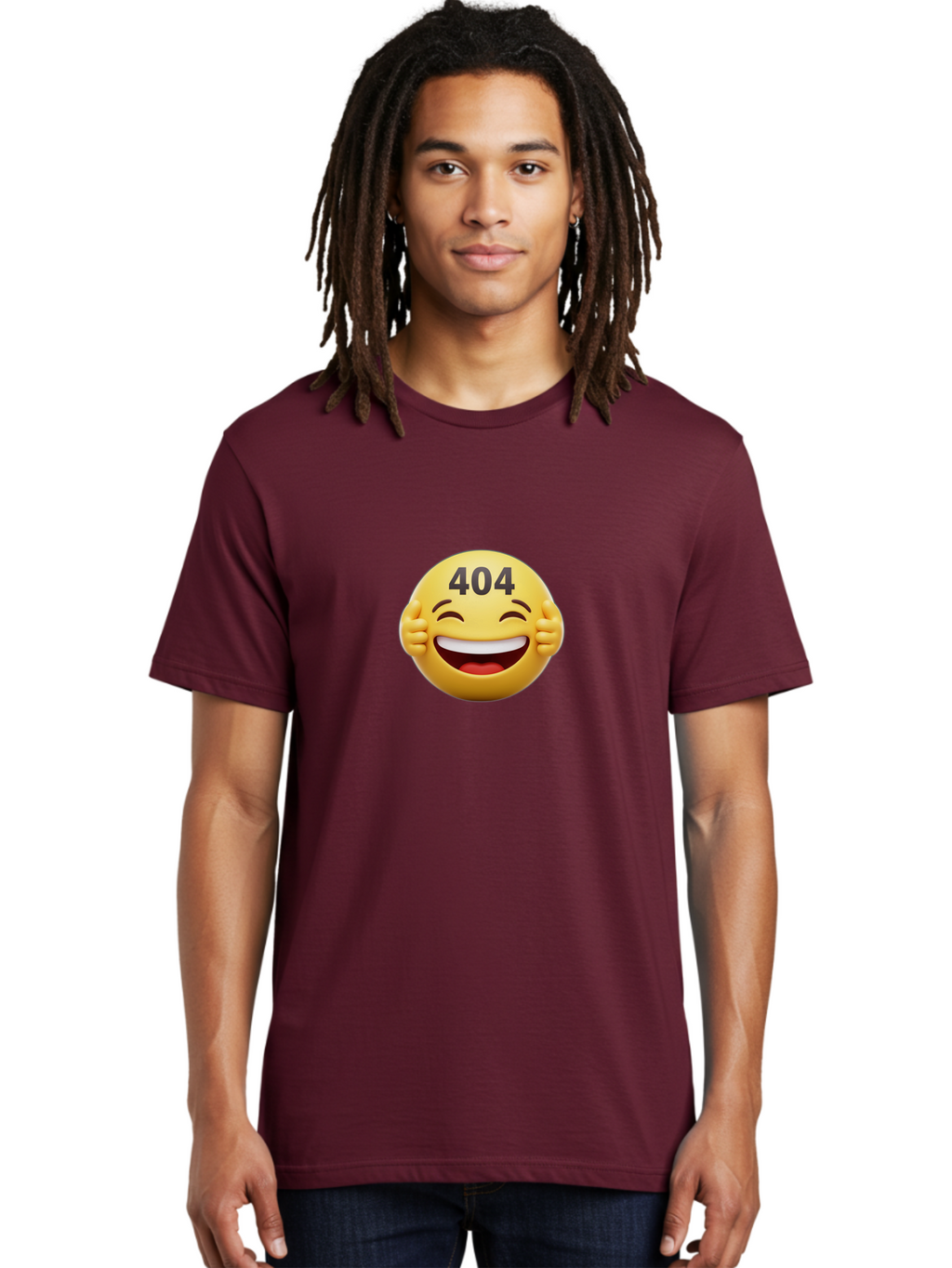 404-Emoji Men'S Graphic Tee, 100% Cotton, Comfortable Casual Summer Wear, Machine Washable, Error 404, Laughing Emoji, Funny Face, Humor, Internet Meme, Page Not Found, Error Message, Comedic Relief Baa071
