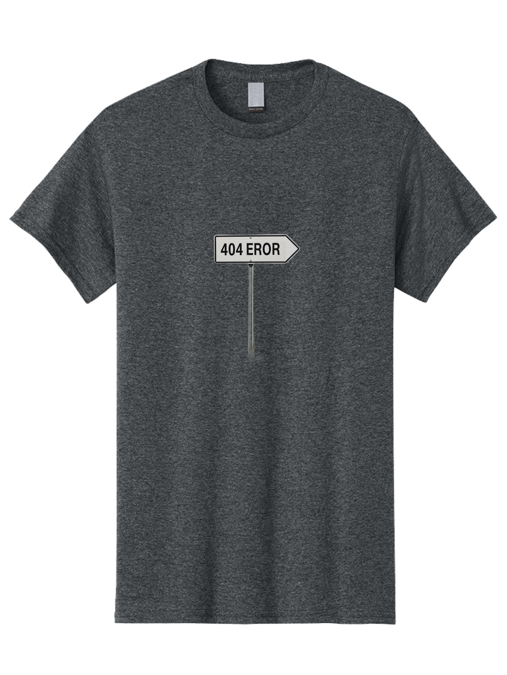 404-Eror Men'S Graphic Tee, 100% Cotton, Comfortable Casual Summer Wear, Machine Washable, 404 Error Sign, Navigation Sign, Error Message, Directional Sign, Misspelled Text, White Sign, Black Text, Arrow Sign, Metal Pole, Page Not Found Baa072