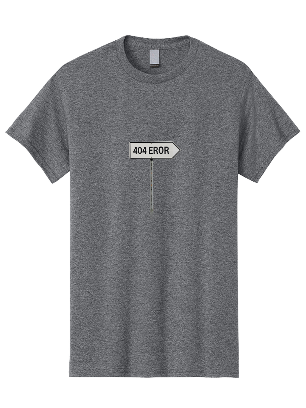 404-Eror Men'S Graphic Tee, 100% Cotton, Comfortable Casual Summer Wear, Machine Washable, 404 Error Sign, Navigation Sign, Error Message, Directional Sign, Misspelled Text, White Sign, Black Text, Arrow Sign, Metal Pole, Page Not Found Baa072