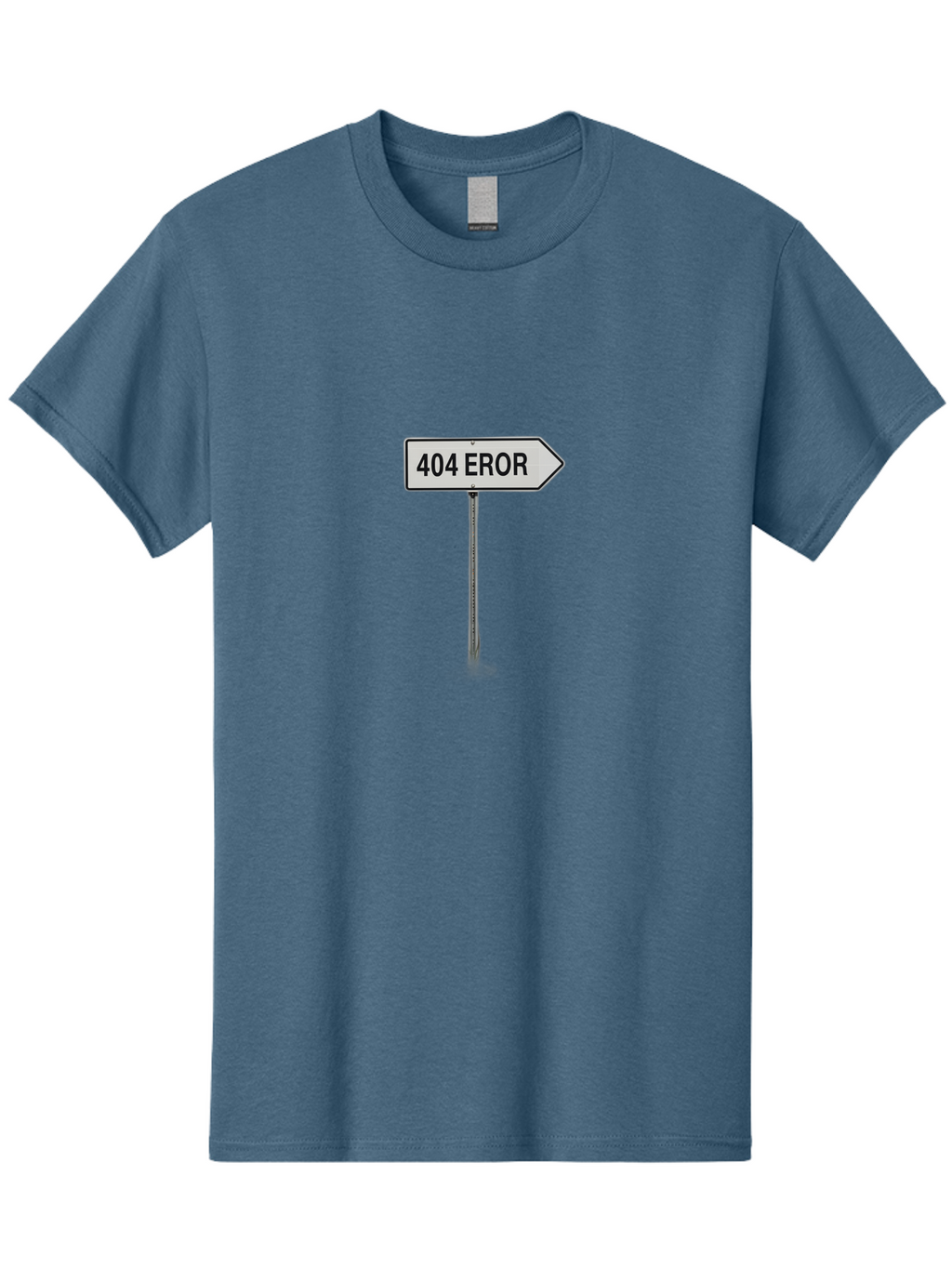 404-Eror Men'S Graphic Tee, 100% Cotton, Comfortable Casual Summer Wear, Machine Washable, 404 Error Sign, Navigation Sign, Error Message, Directional Sign, Misspelled Text, White Sign, Black Text, Arrow Sign, Metal Pole, Page Not Found Baa072