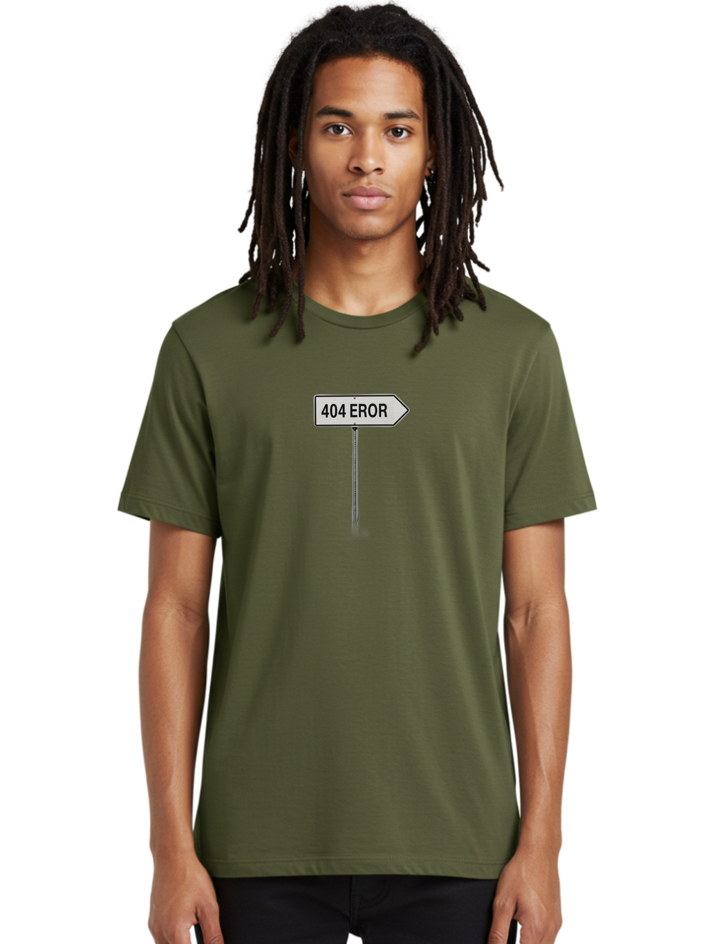 404-Eror Men'S Graphic Tee, 100% Cotton, Comfortable Casual Summer Wear, Machine Washable, 404 Error Sign, Navigation Sign, Error Message, Directional Sign, Misspelled Text, White Sign, Black Text, Arrow Sign, Metal Pole, Page Not Found Baa072