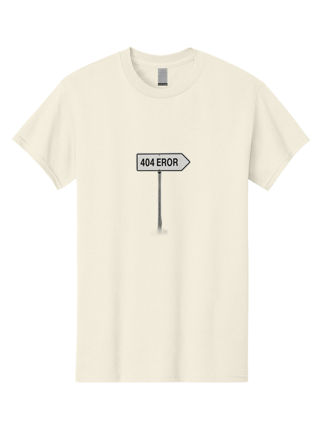 404-Eror Men'S Graphic Tee, 100% Cotton, Comfortable Casual Summer Wear, Machine Washable, 404 Error Sign, Navigation Sign, Error Message, Directional Sign, Misspelled Text, White Sign, Black Text, Arrow Sign, Metal Pole, Page Not Found Baa072