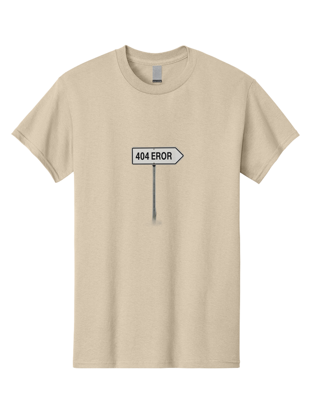 404-Eror Men'S Graphic Tee, 100% Cotton, Comfortable Casual Summer Wear, Machine Washable, 404 Error Sign, Navigation Sign, Error Message, Directional Sign, Misspelled Text, White Sign, Black Text, Arrow Sign, Metal Pole, Page Not Found Baa072