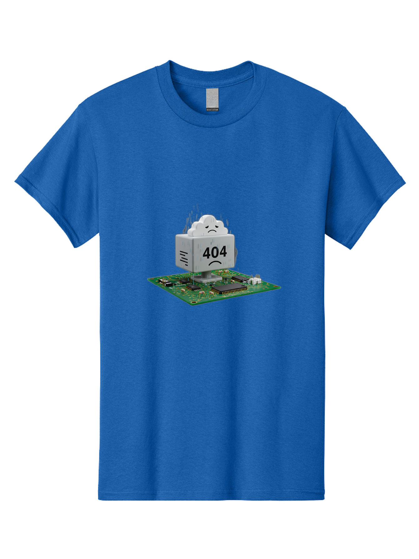 404-Error-10 Men'S Graphic Tee, 100% Cotton, Comfortable Casual Summer Wear, Machine Washable, 404 Error Message, Sad Cloud, Unhappy Face, Computer Hardware, Circuit Board, Error Code, Webpage Not Found, Broken Link, Digital Frustration, Baa074