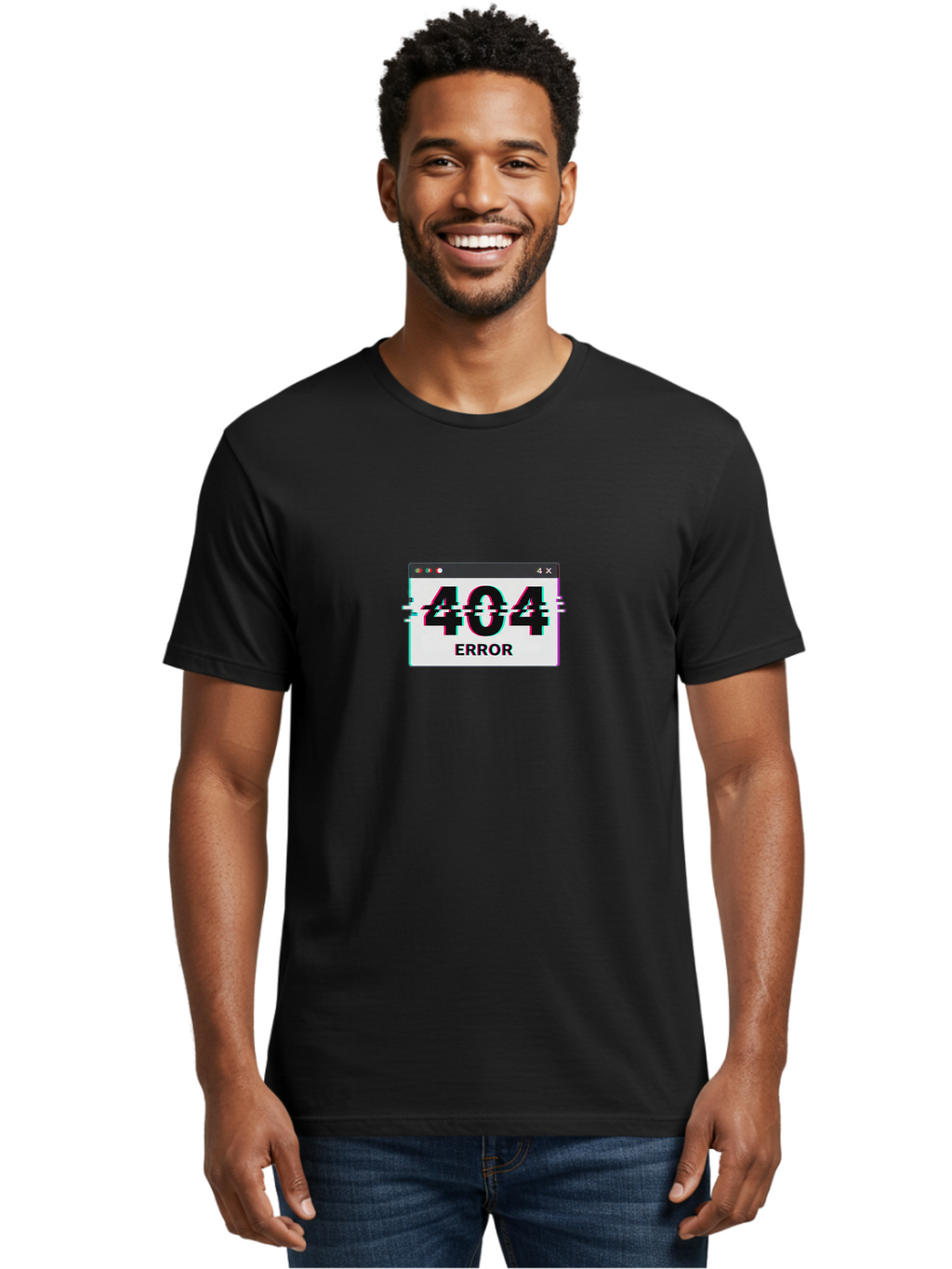 404-Error-2 Men'S Graphic Tee, 100% Cotton, Comfortable Casual Summer Wear, Machine Washable, 404 Error Page, Glitch Effect, Distorted Text, Broken Link, Webpage Not Found, Glitch Art, Error Message, Cyberpunk, Distorted Graphic, 404, Error Baa076