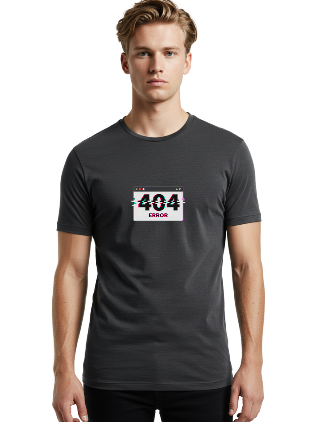 404-Error-2 Men'S Graphic Tee, 100% Cotton, Comfortable Casual Summer Wear, Machine Washable, 404 Error Page, Glitch Effect, Distorted Text, Broken Link, Webpage Not Found, Glitch Art, Error Message, Cyberpunk, Distorted Graphic, 404, Error Baa076